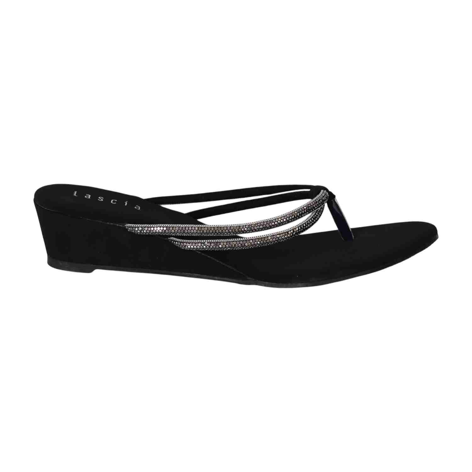 Black Sparkle Step Wedge for Women