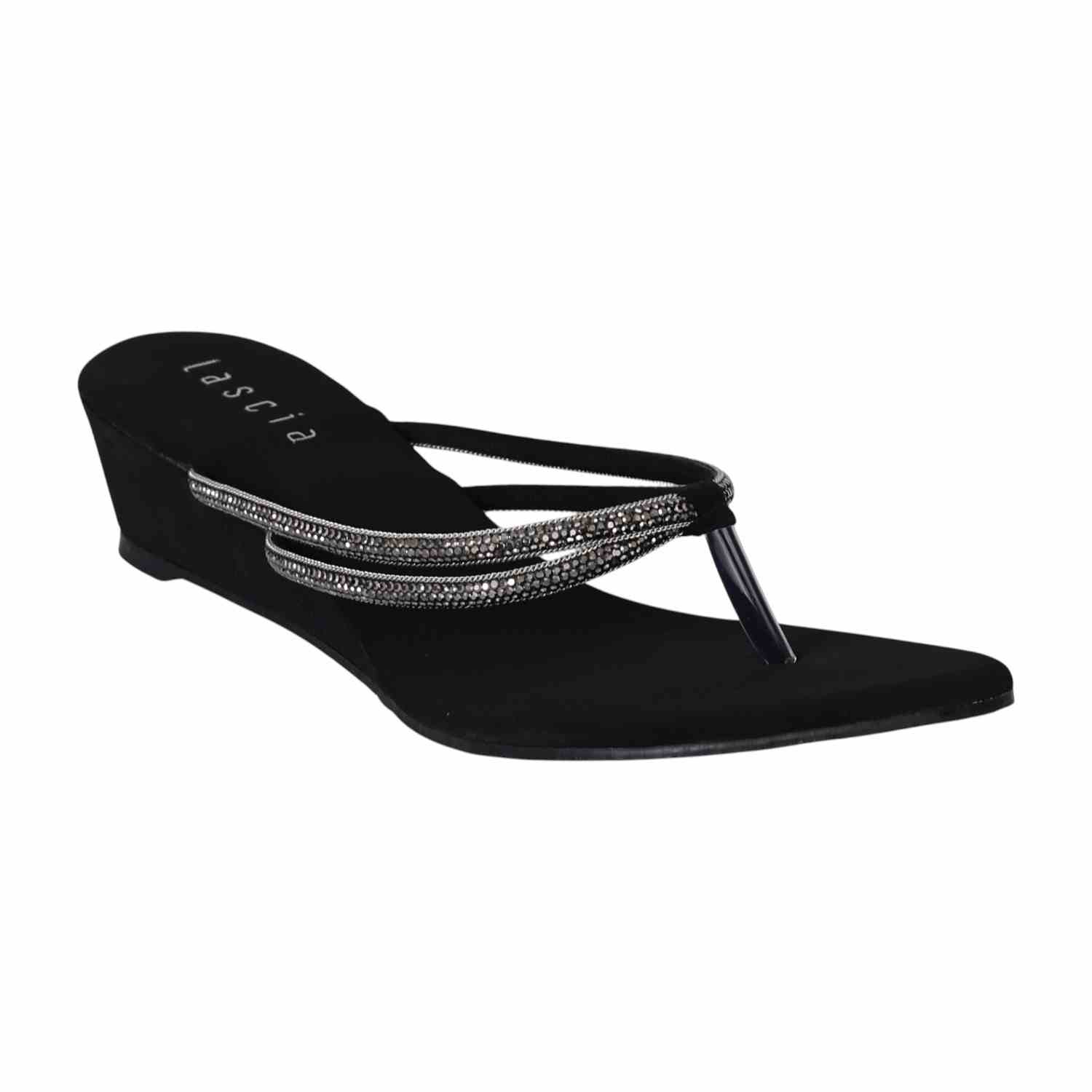 Black Sparkle Step Wedge for Women
