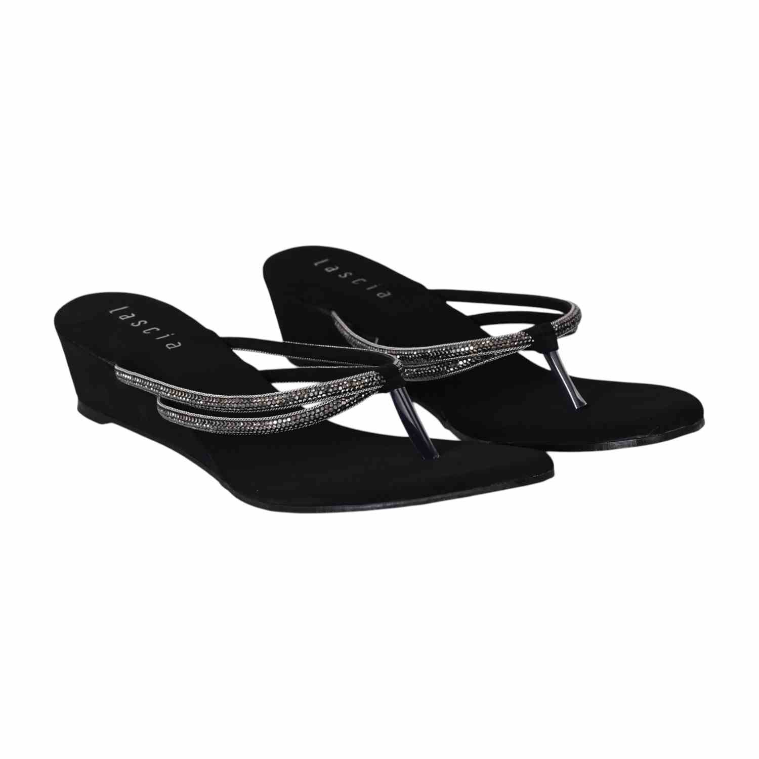 Black Sparkle Step Wedge for Women
