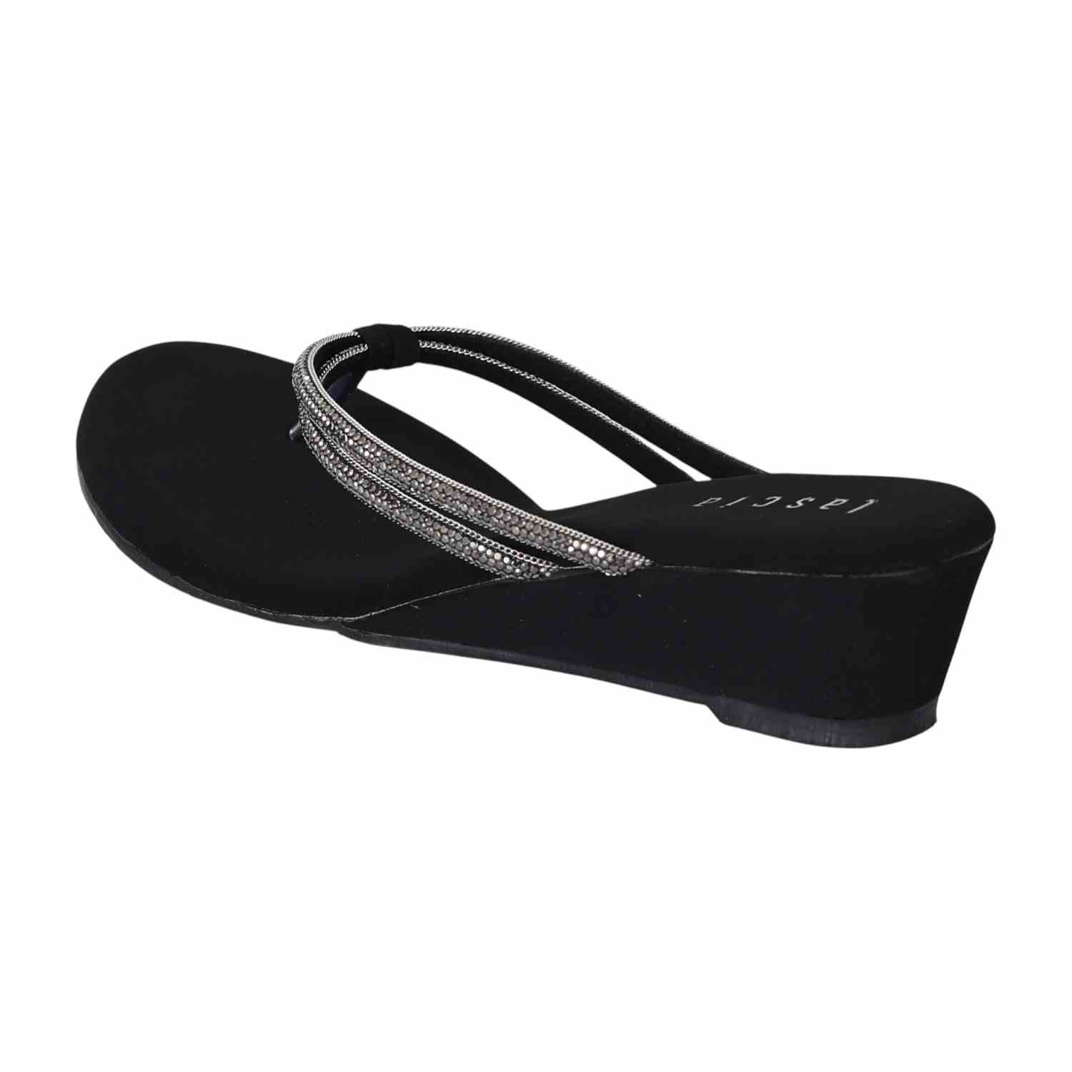Black Sparkle Step Wedge for Women