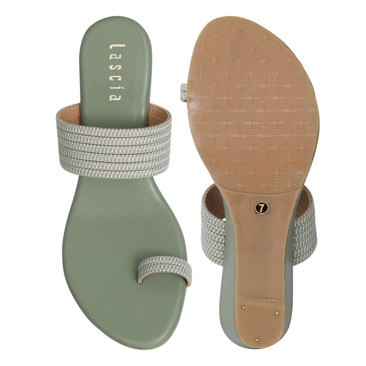 Women's Olive Whisper Toe Ring Flats