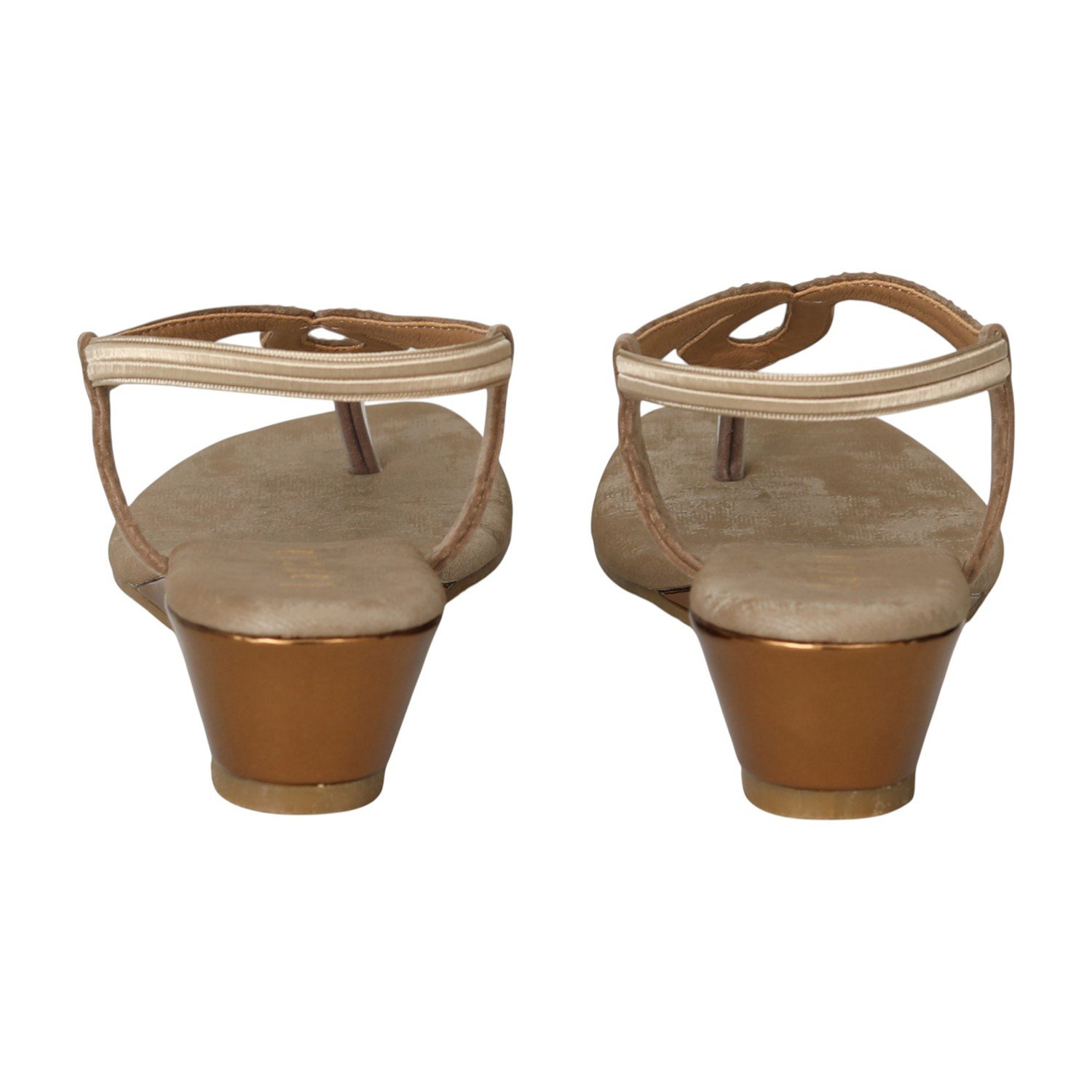 Women Golden Taupe T-Strap Wedges