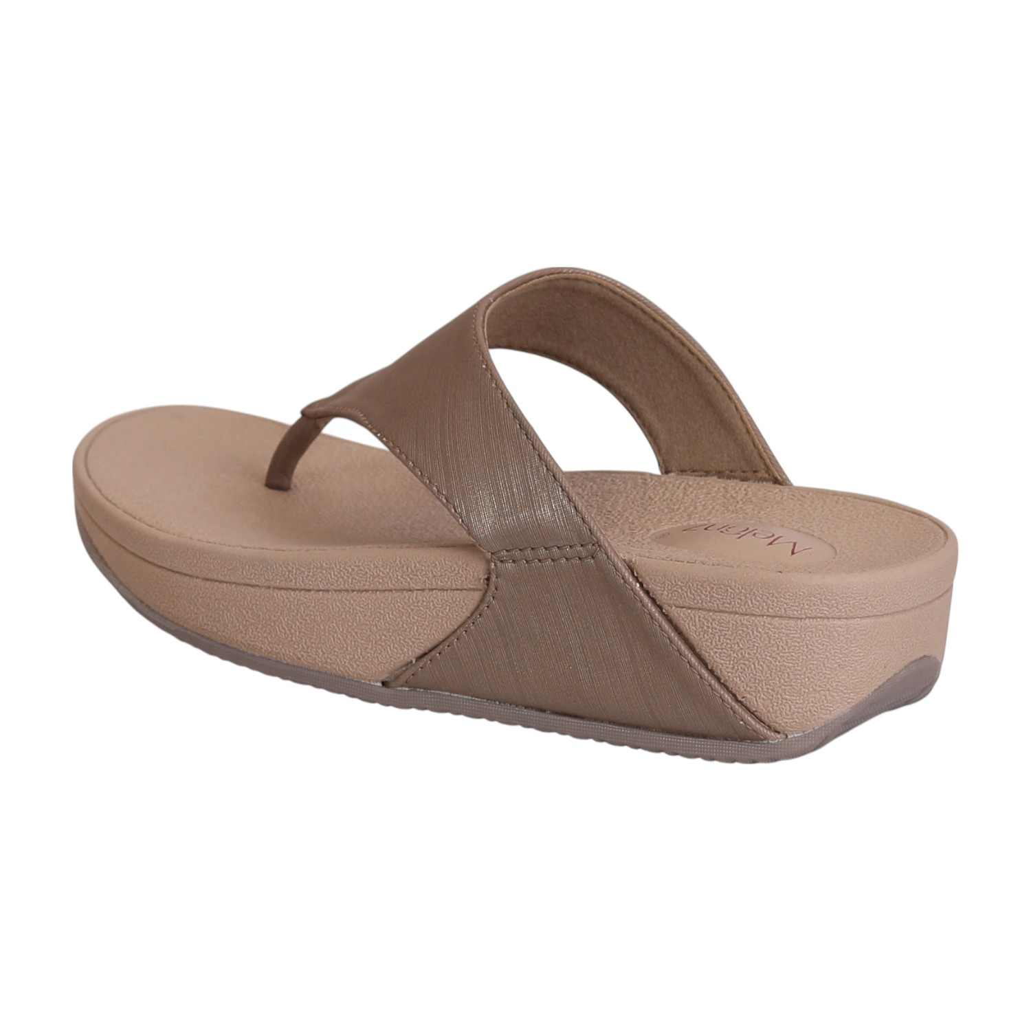 Women Brown Textured Strap Thong Sandal