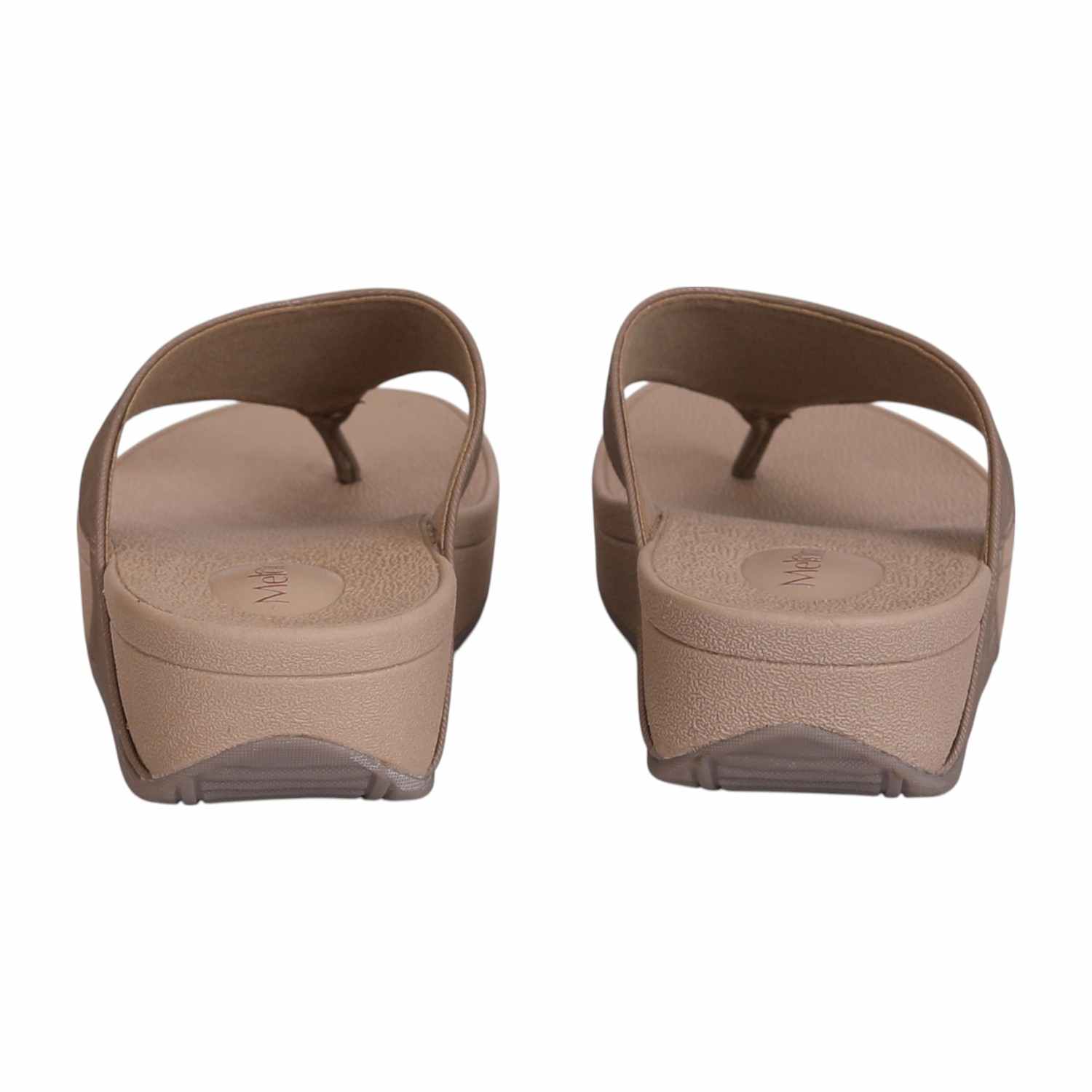 Women Brown Textured Strap Thong Sandal