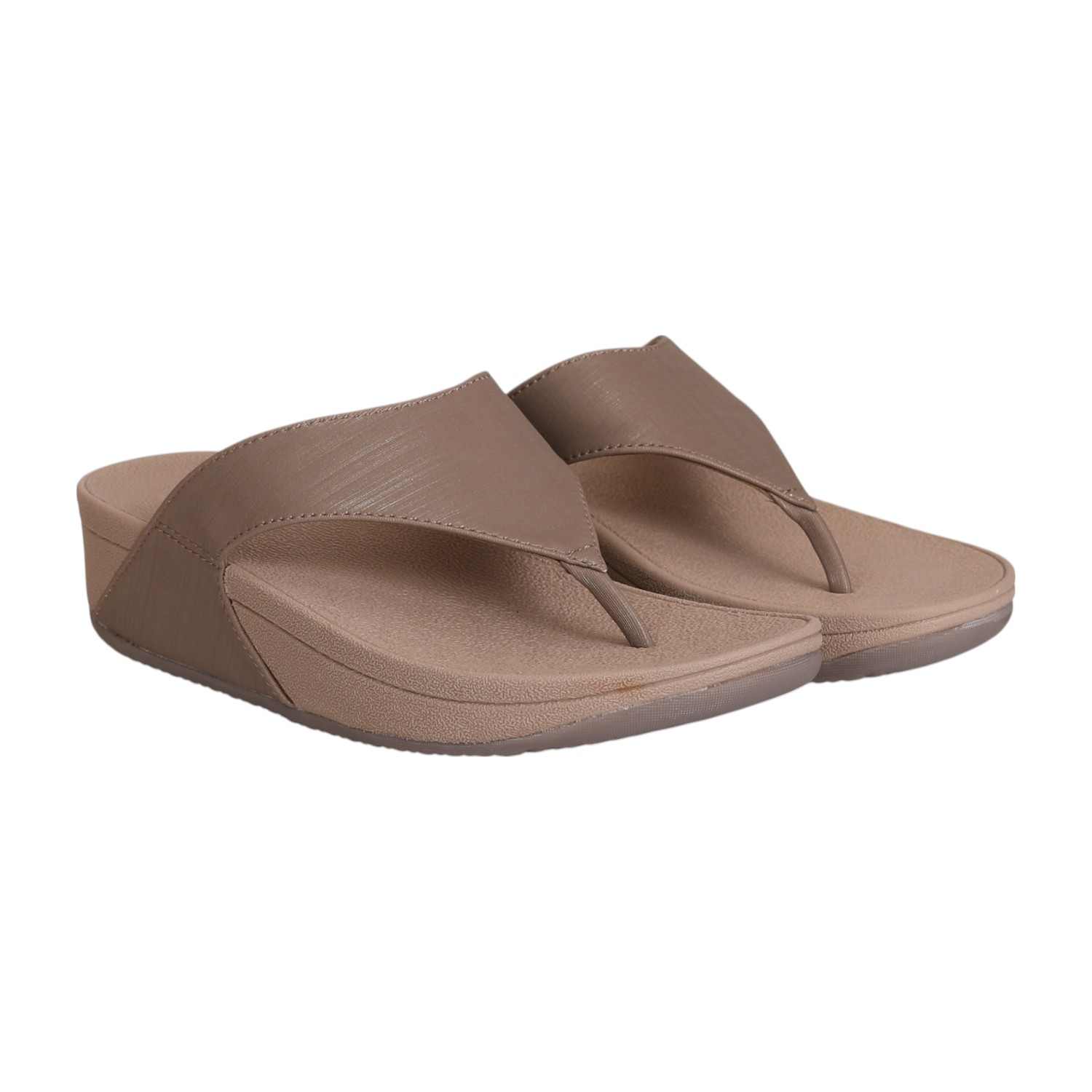 Women Brown Textured Strap Thong Sandal