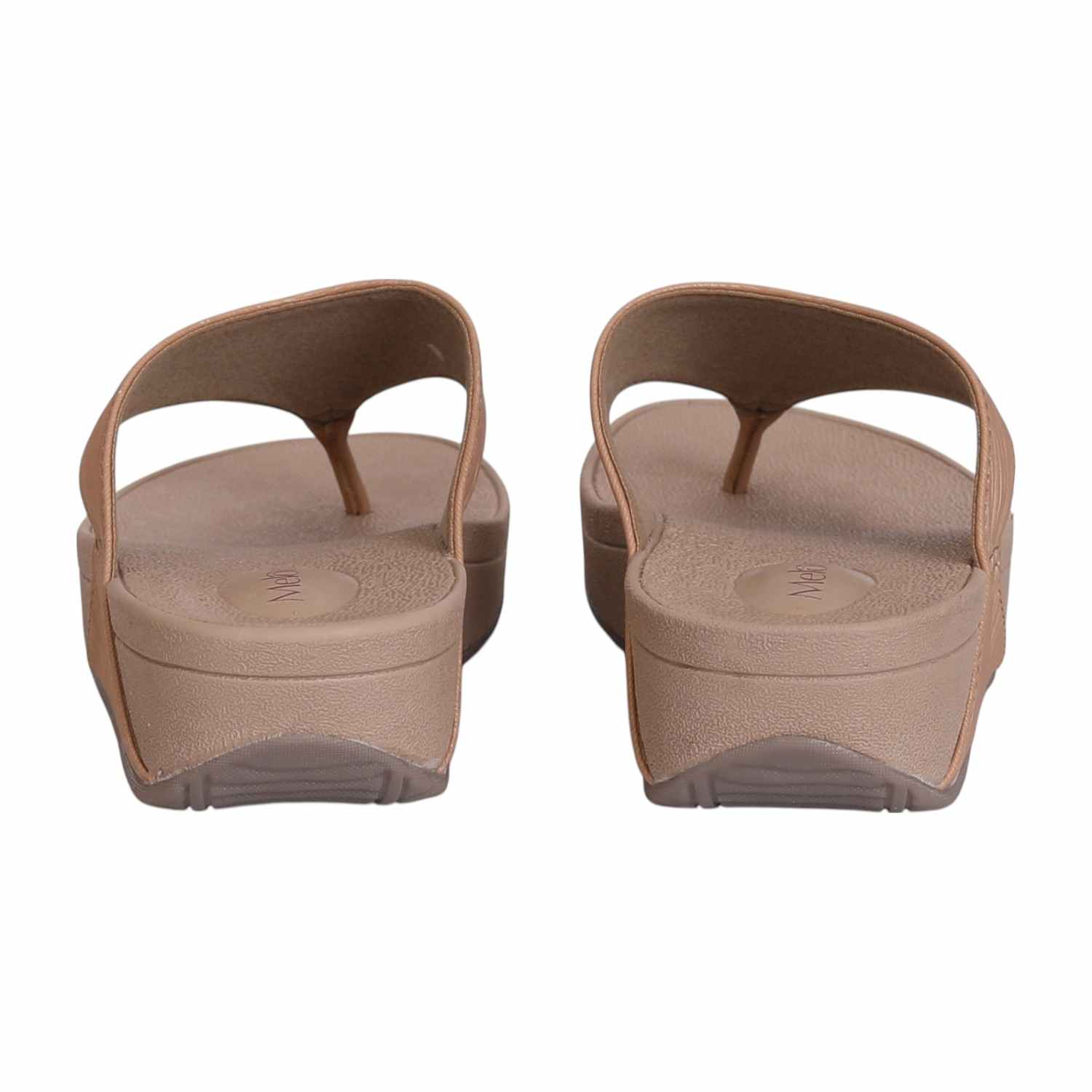 Women Rose Gold Textured Strap Thong Sandal