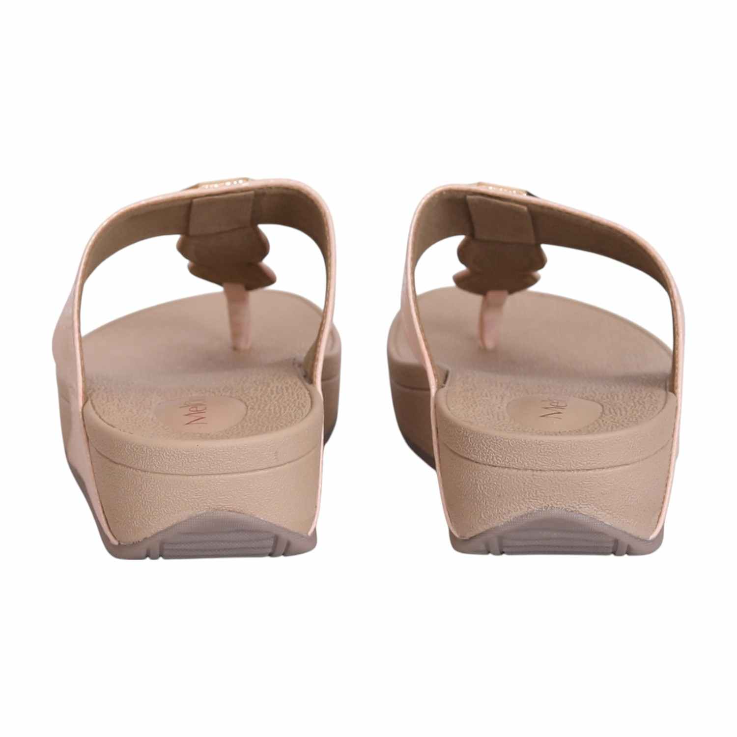 Women Peach Thong Wedge with Chain Link Embellishment