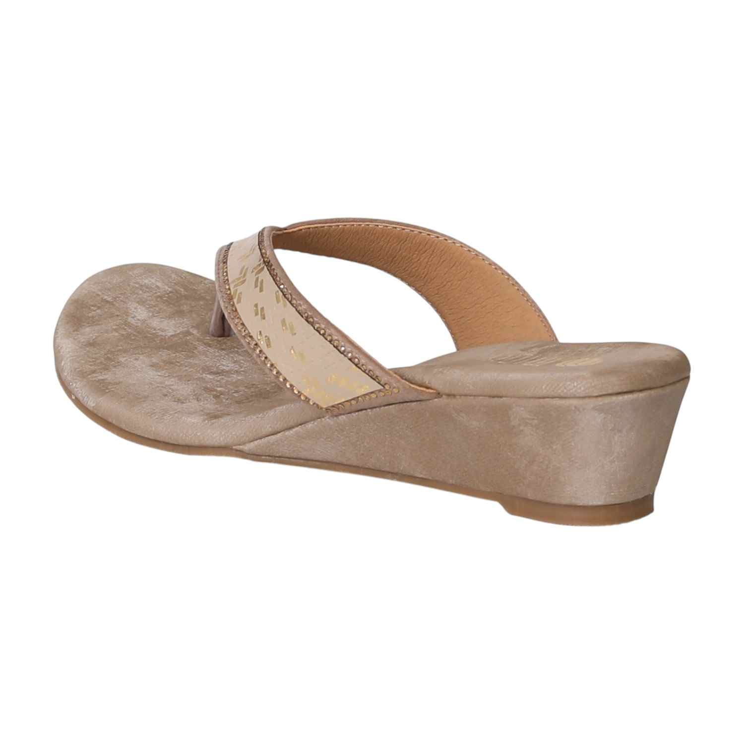 Women Beige LuxeGlow Wedge Heels