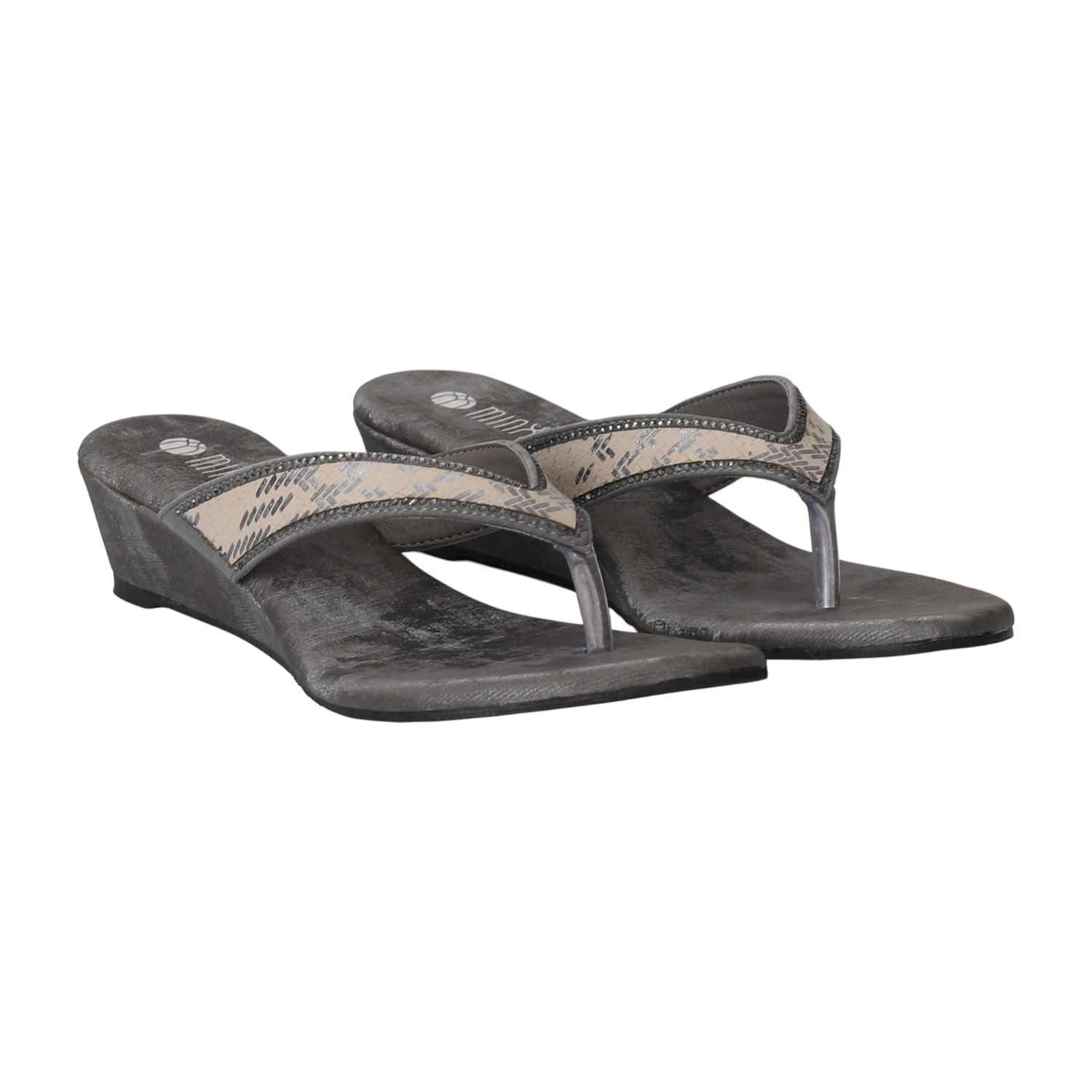 Women Grey LuxeGlow Wedge Heels