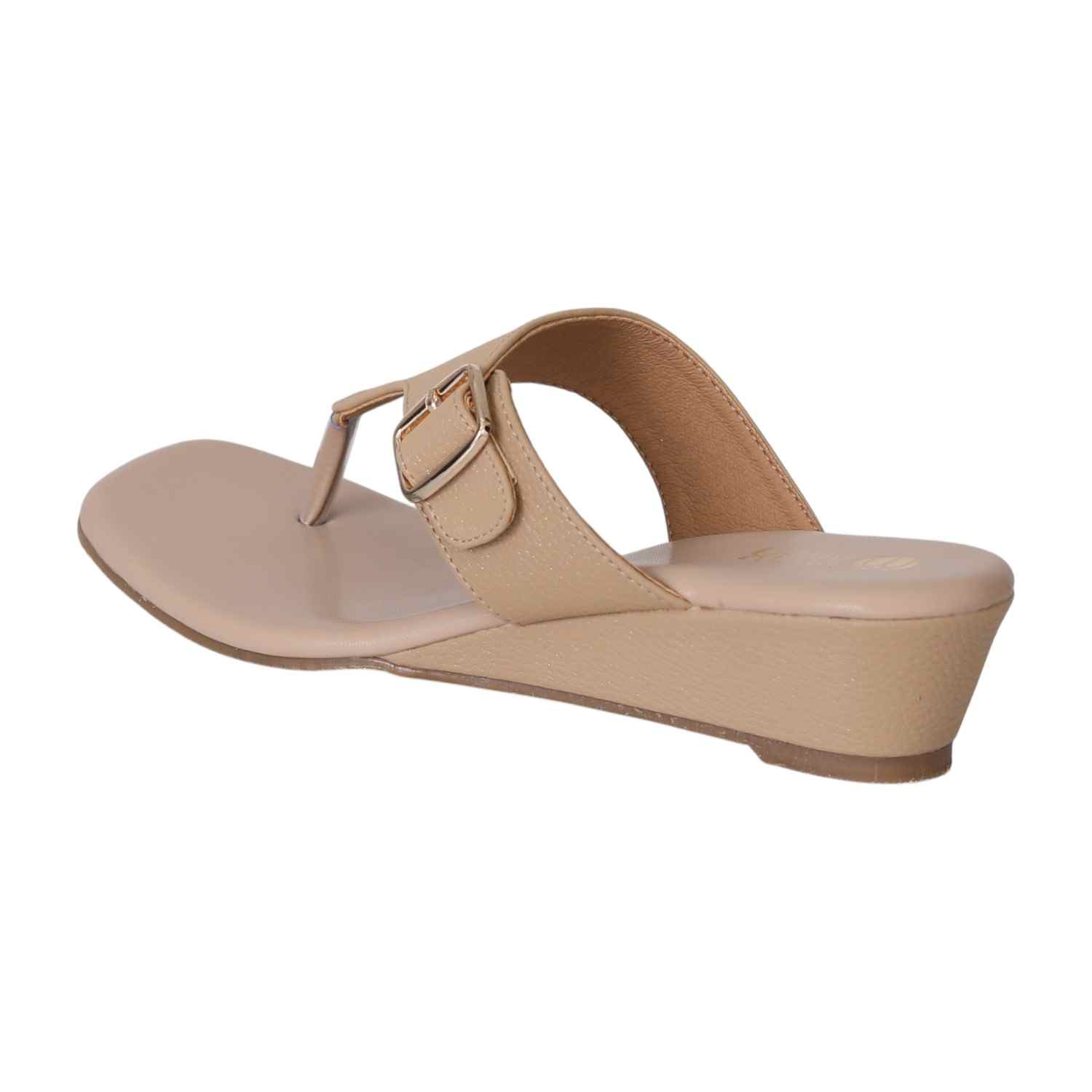 Beige Elegance Wedge Slides for Women