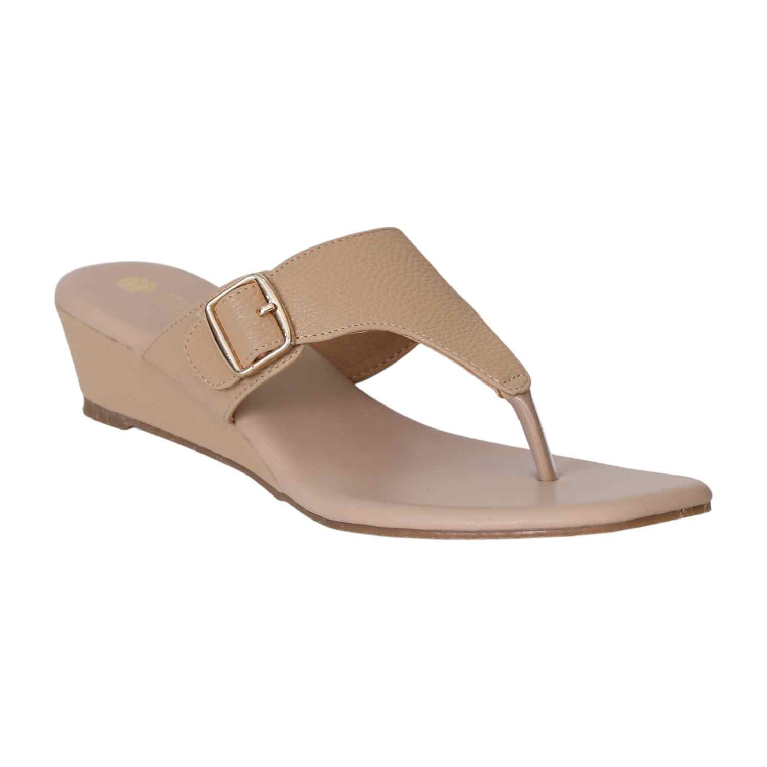 Beige Elegance Wedge Slides for Women