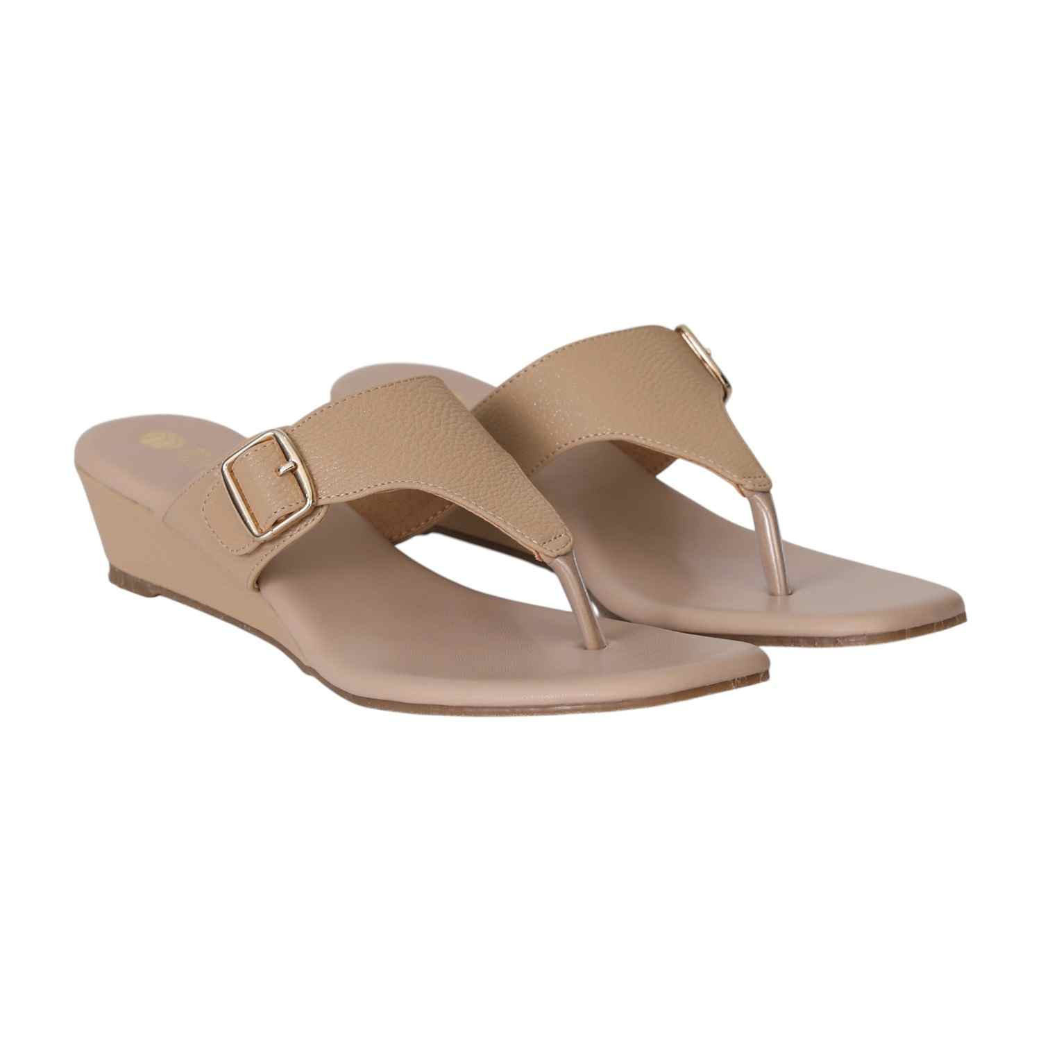 Beige Elegance Wedge Slides for Women