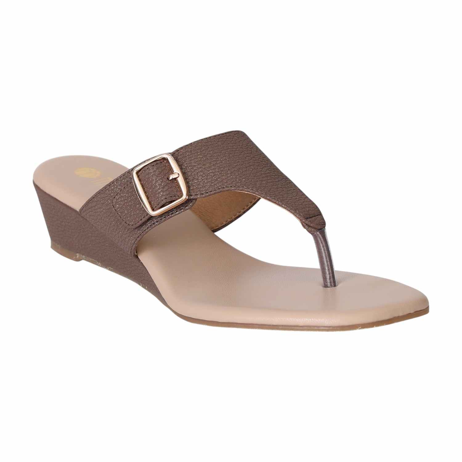 Brown Elegance Wedge Slides for Women