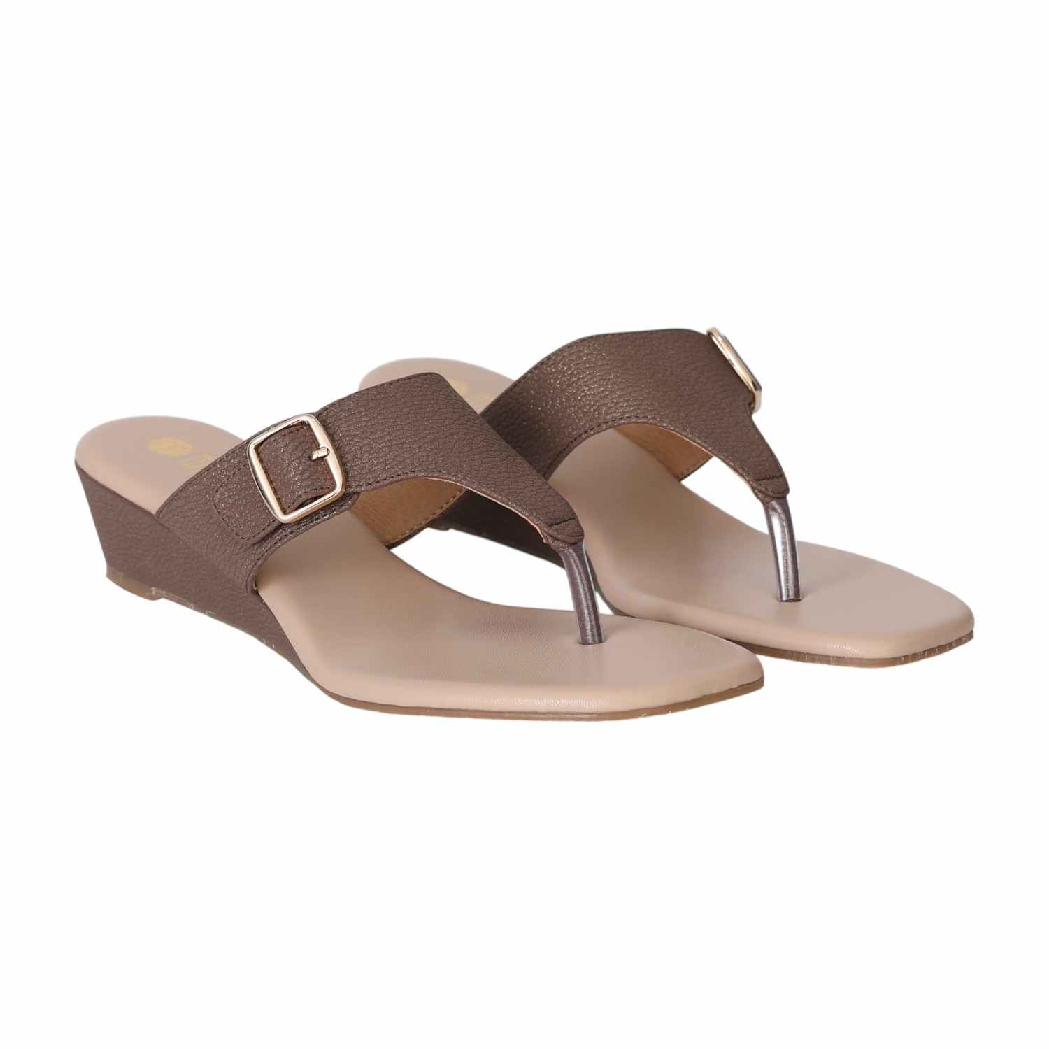 Brown Elegance Wedge Slides for Women