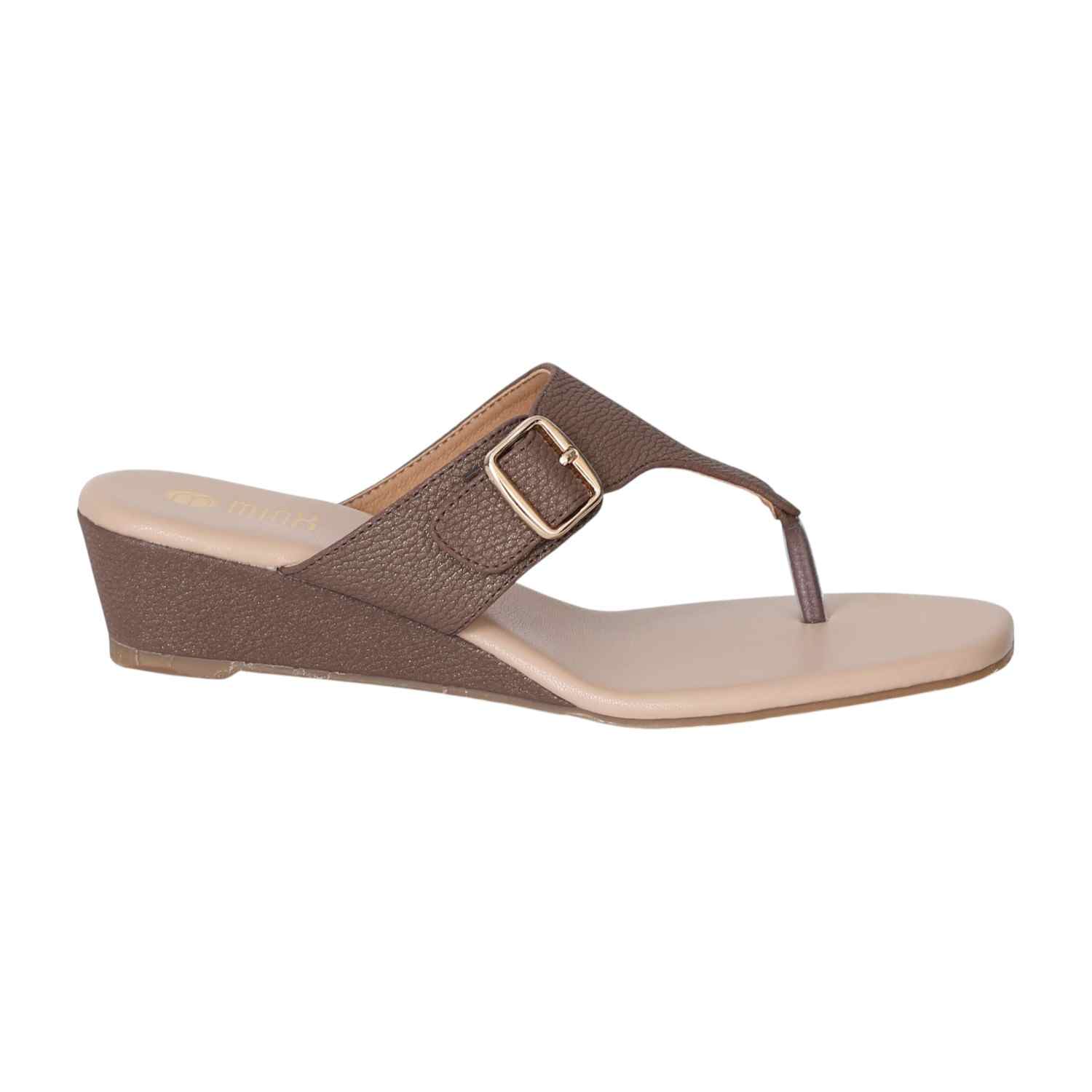 Brown Elegance Wedge Slides for Women