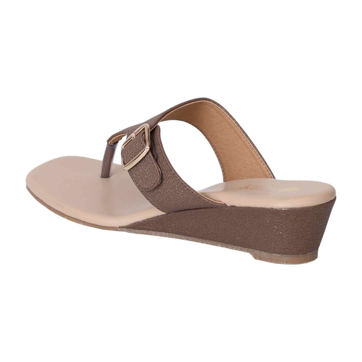 Brown Elegance Wedge Slides for Women