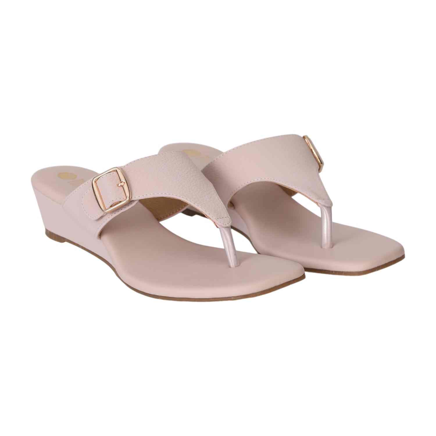 Peach Elegance Wedge Slides for Women