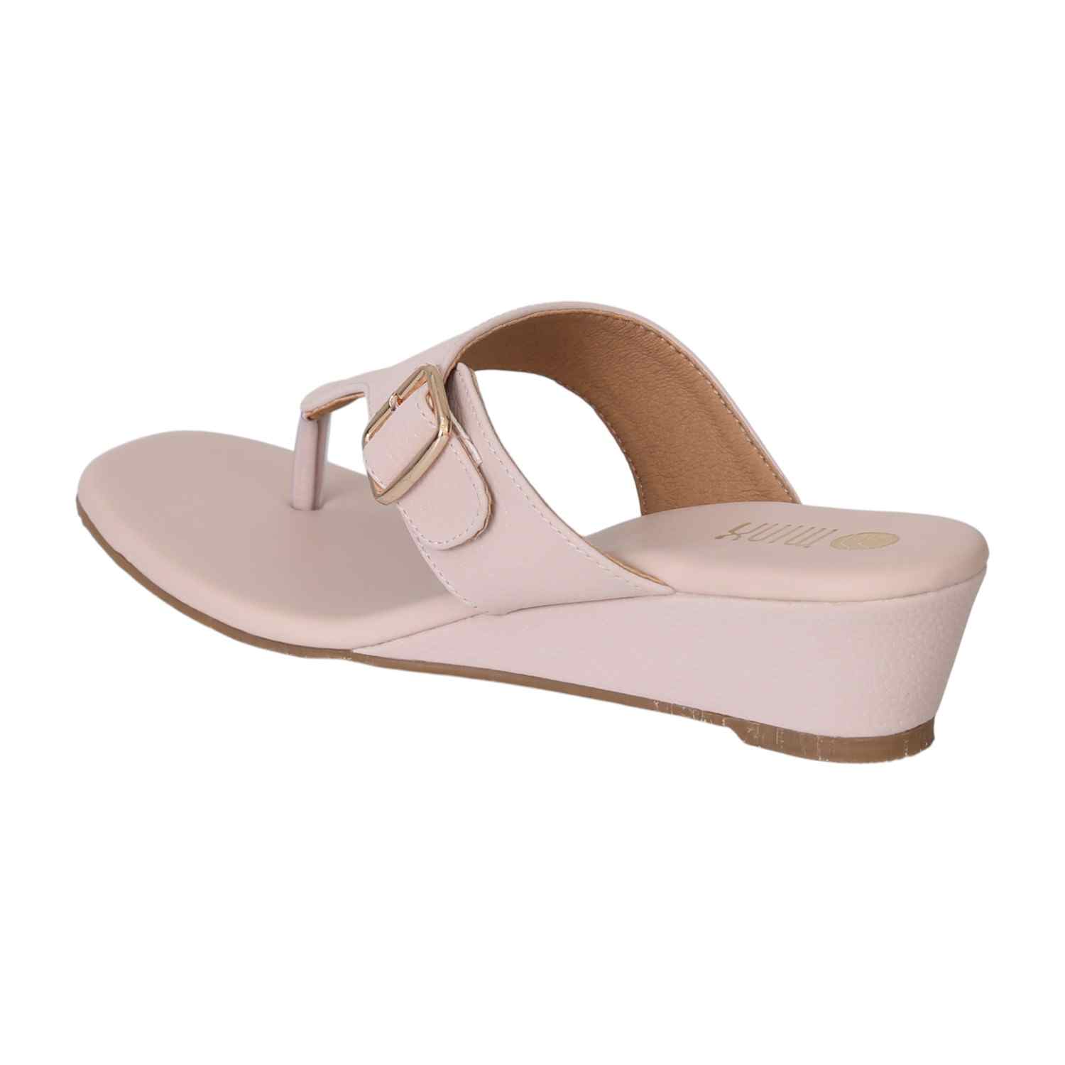 Peach Elegance Wedge Slides for Women