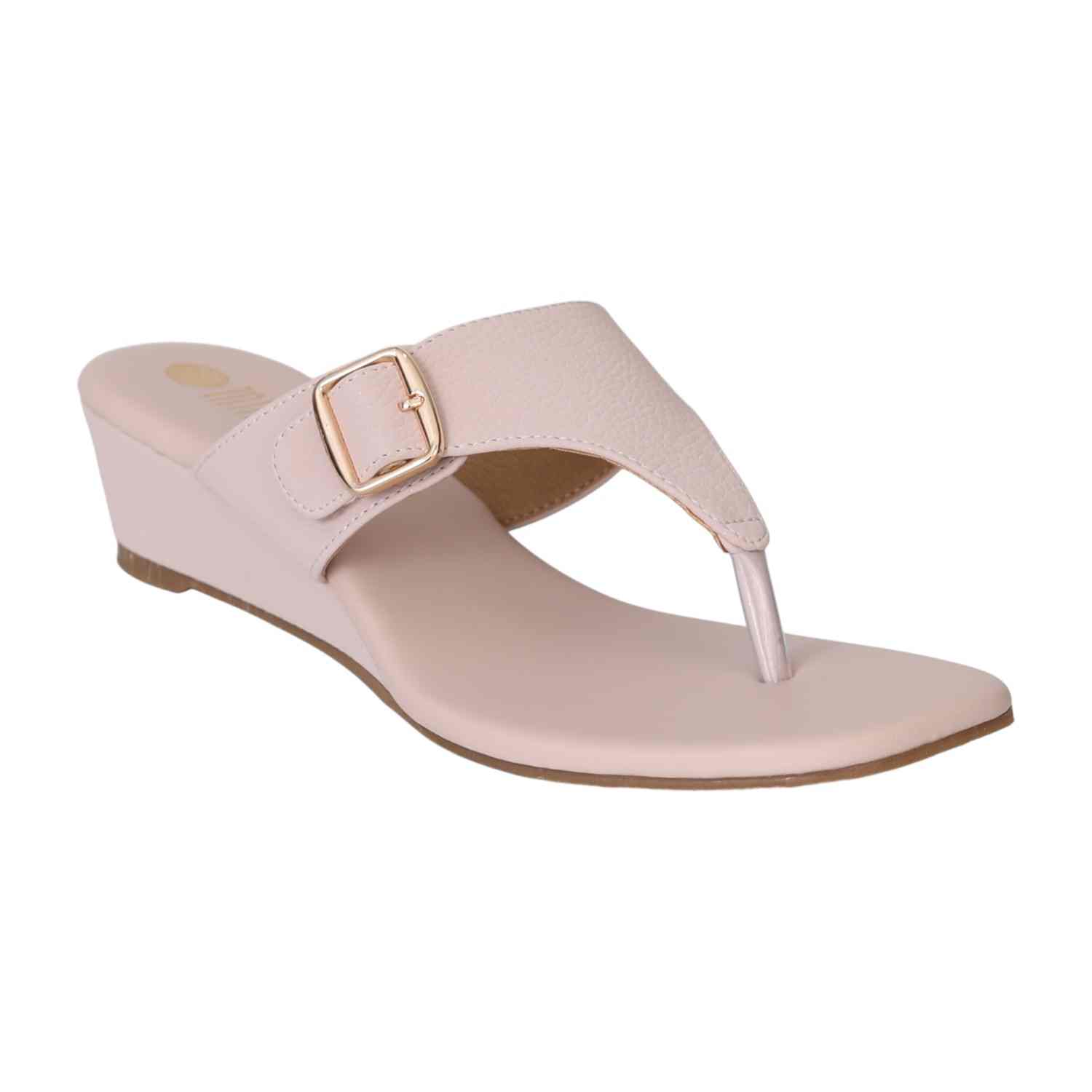 Peach Elegance Wedge Slides for Women
