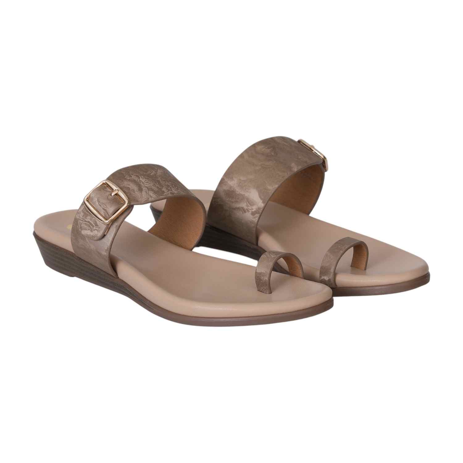 Beige Chic Buckle Slides for Women
