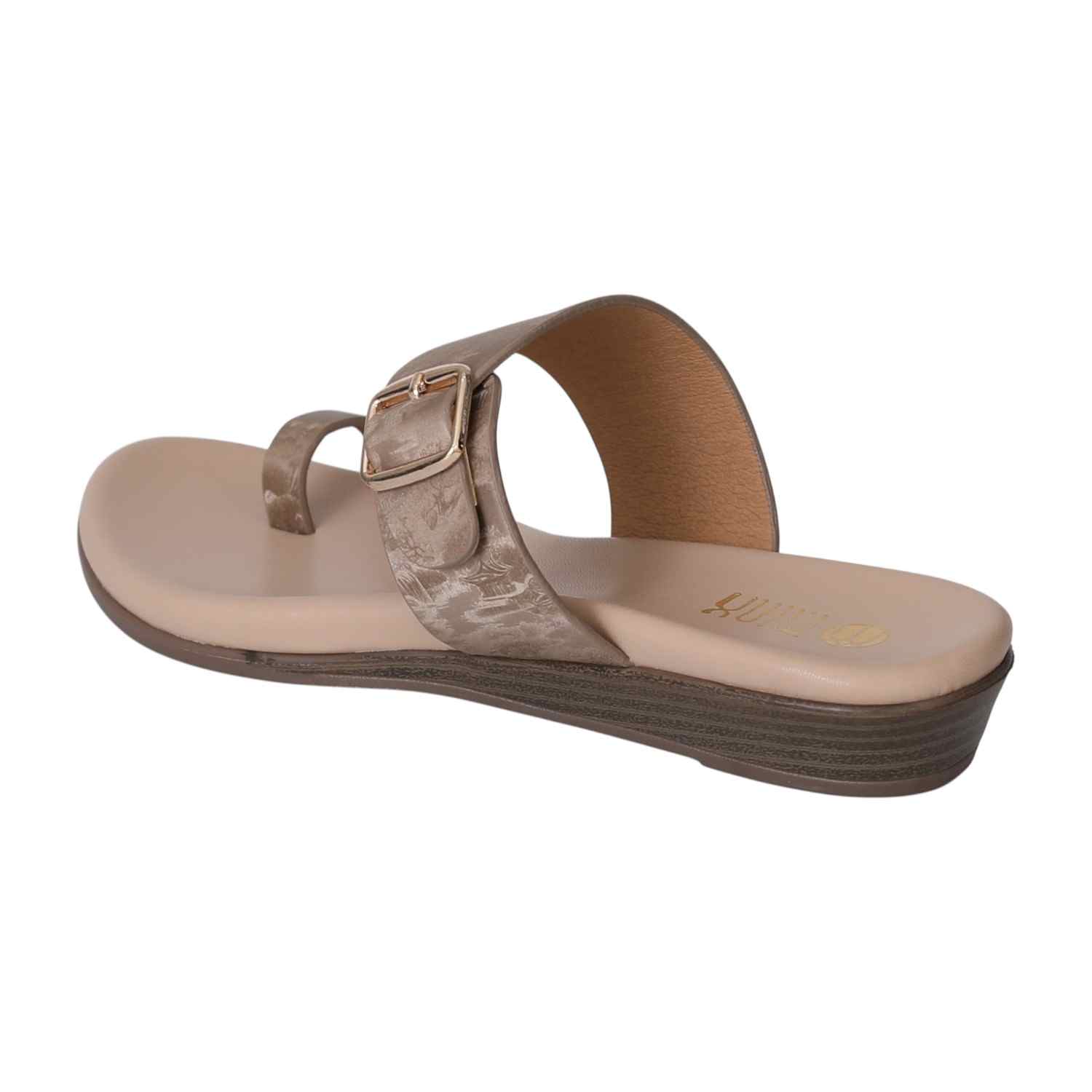 Beige Chic Buckle Slides for Women
