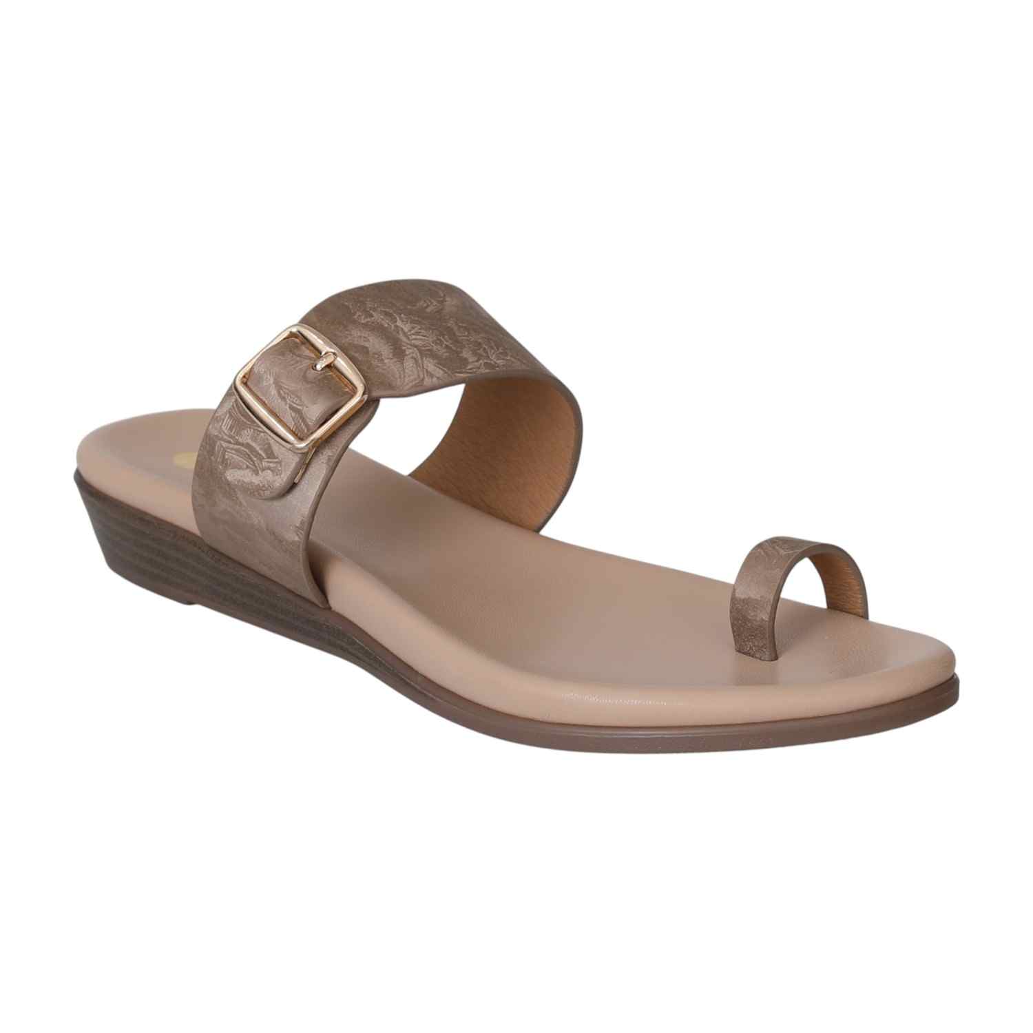 Beige Chic Buckle Slides for Women