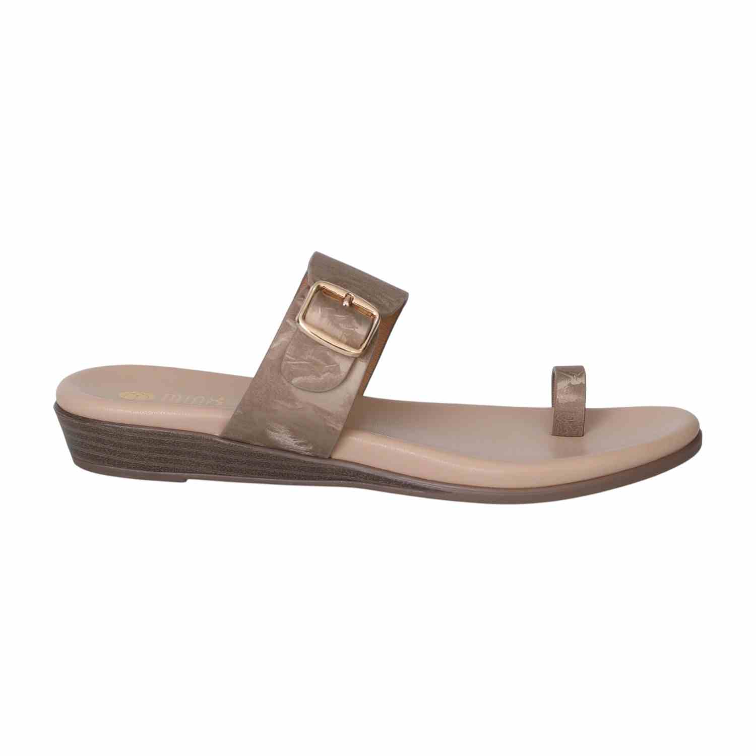 Beige Chic Buckle Slides for Women