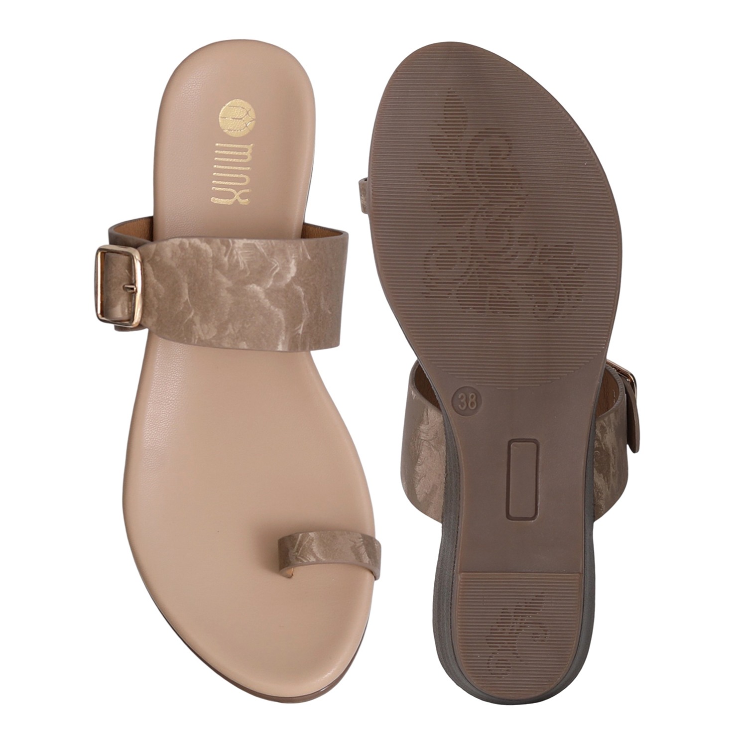 Beige Chic Buckle Slides for Women