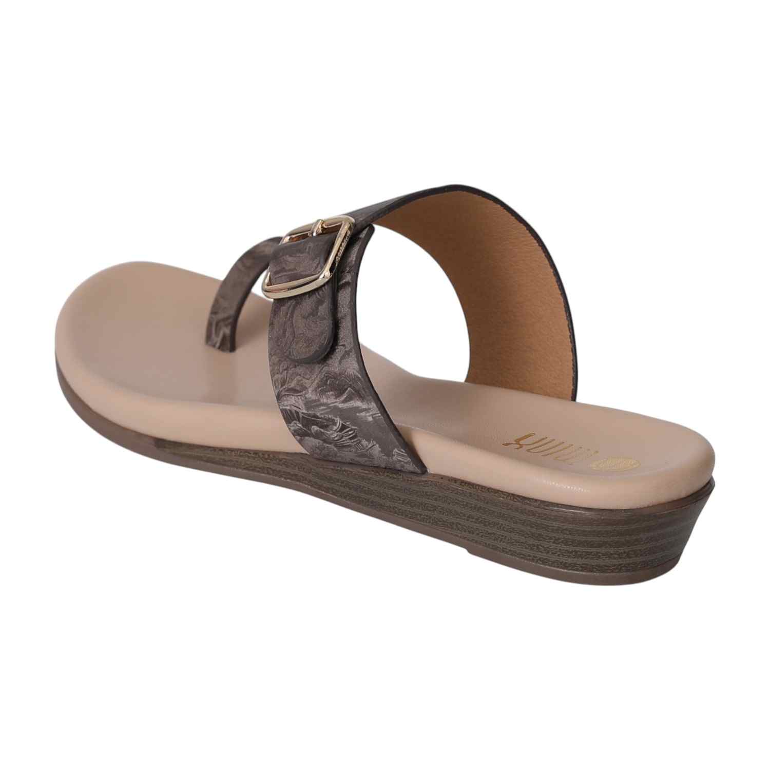 Brown Chic Buckle Slides for Women