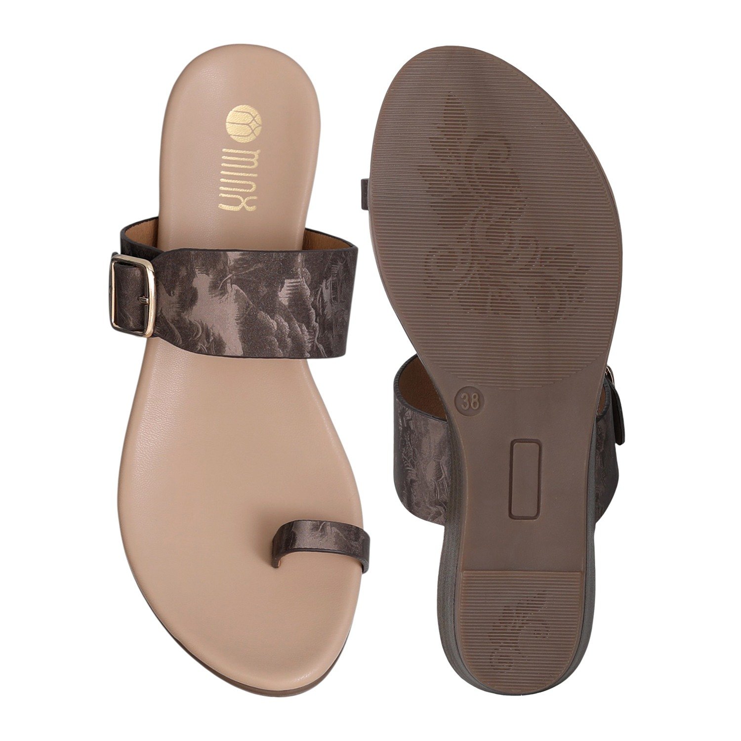 Brown Chic Buckle Slides for Women