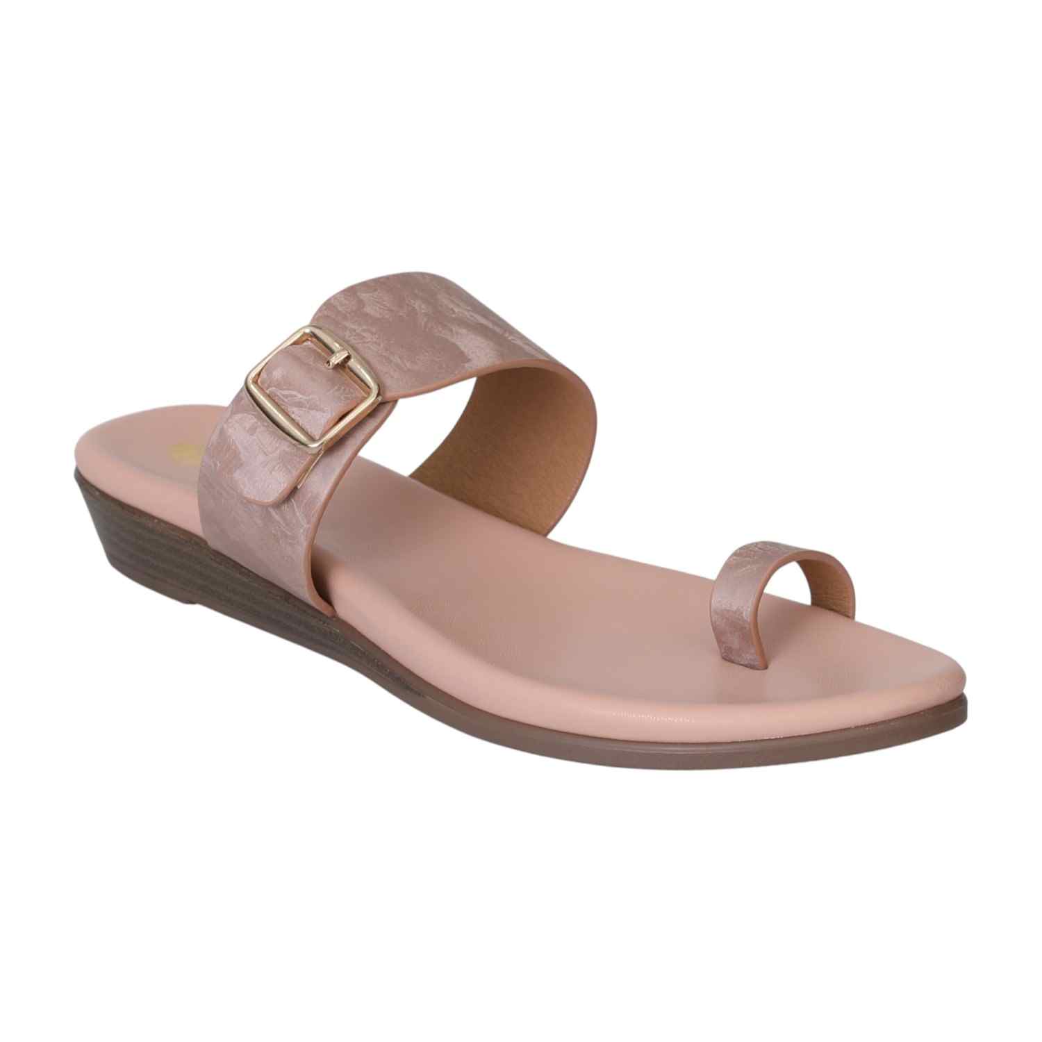 Peach Chic Buckle Slides for Women