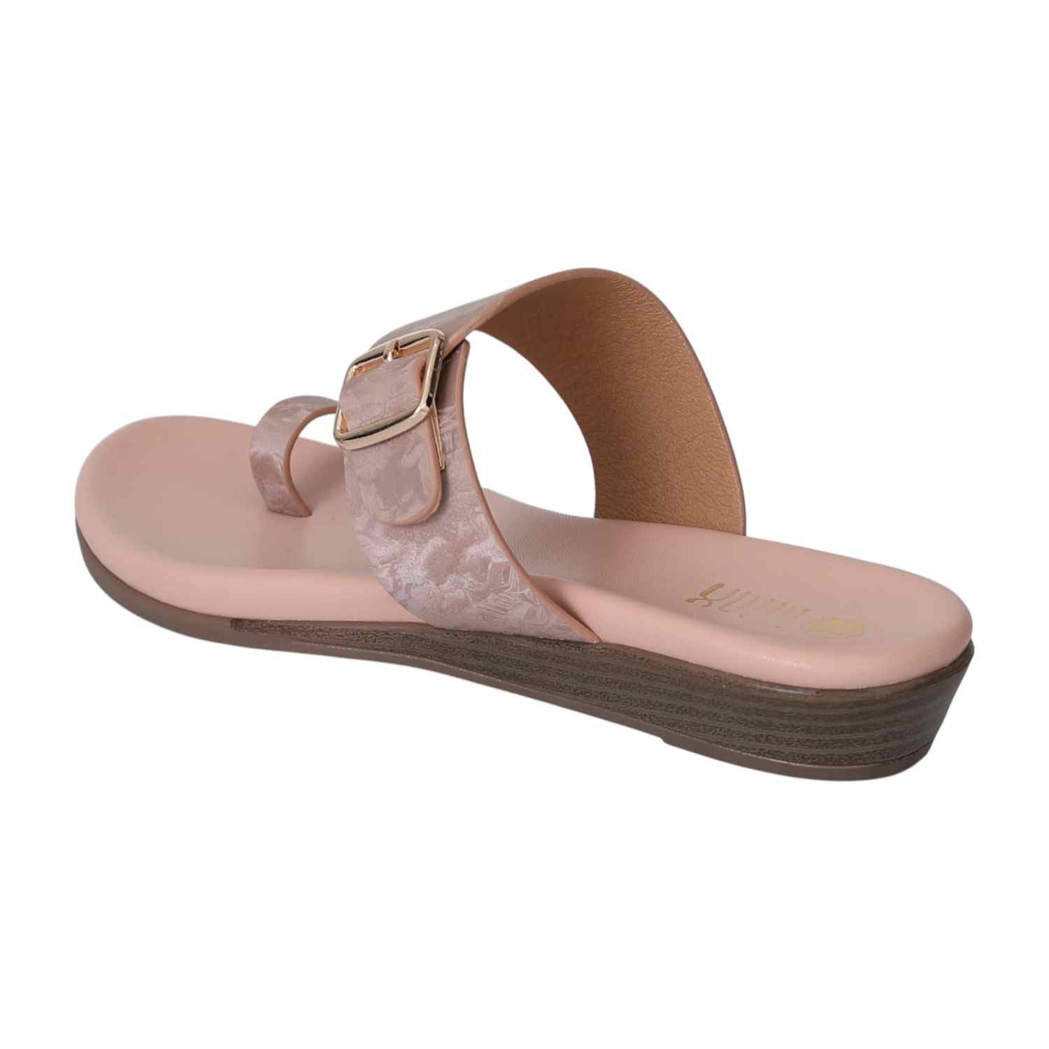 Peach Chic Buckle Slides for Women