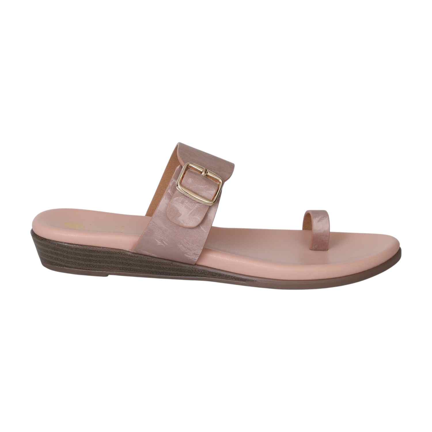 Peach Chic Buckle Slides for Women