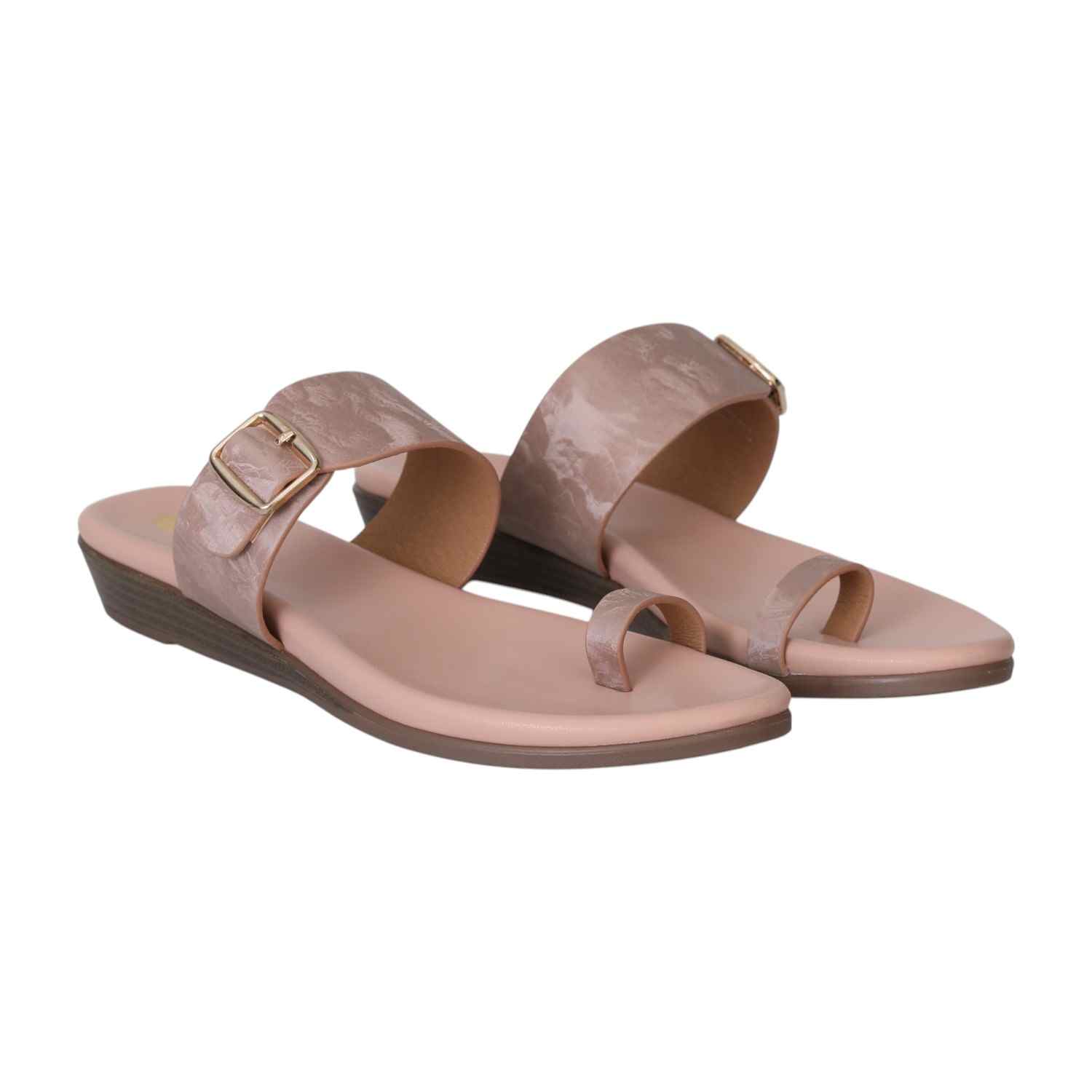 Peach Chic Buckle Slides for Women