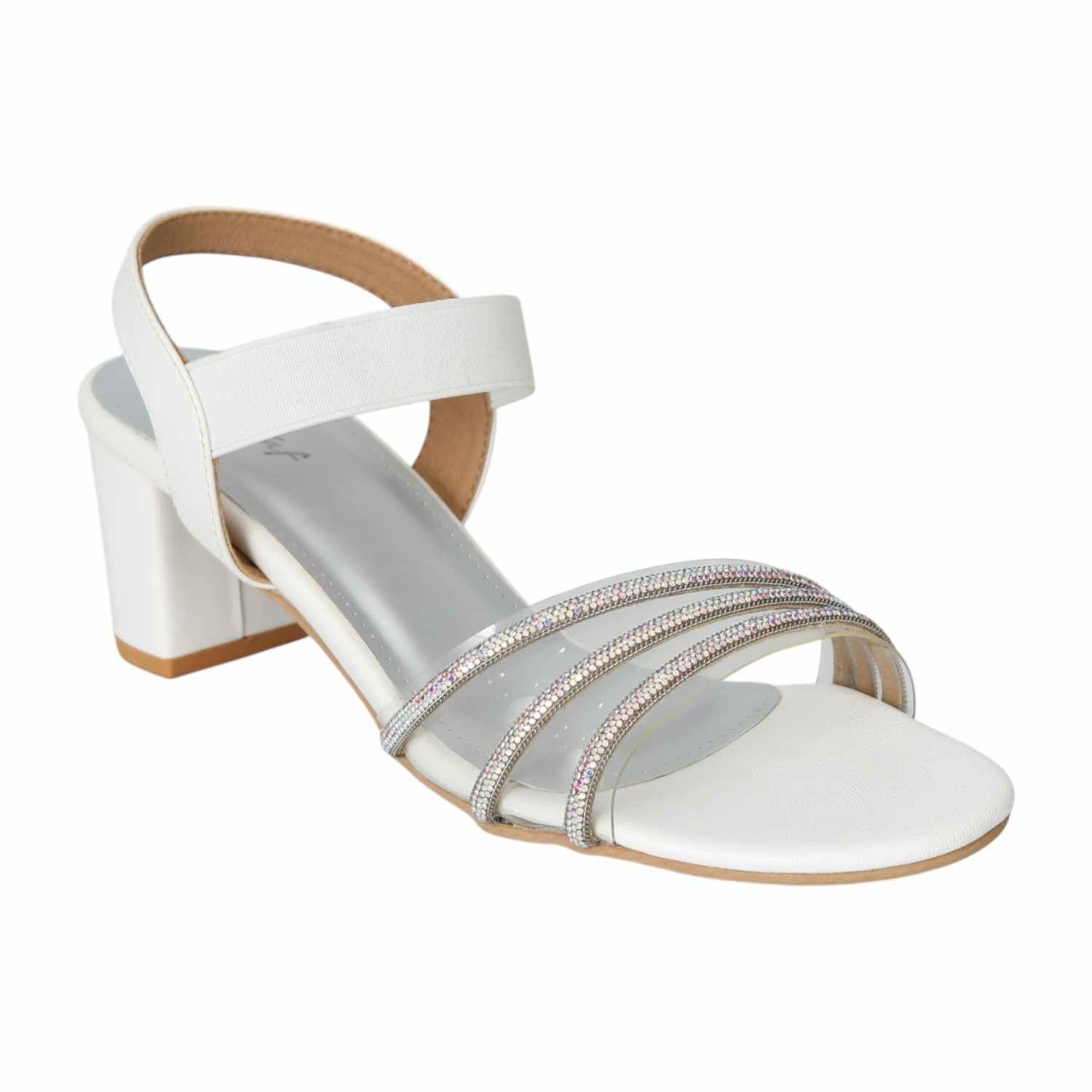 Women's Crystal Grace White Heel Sandals