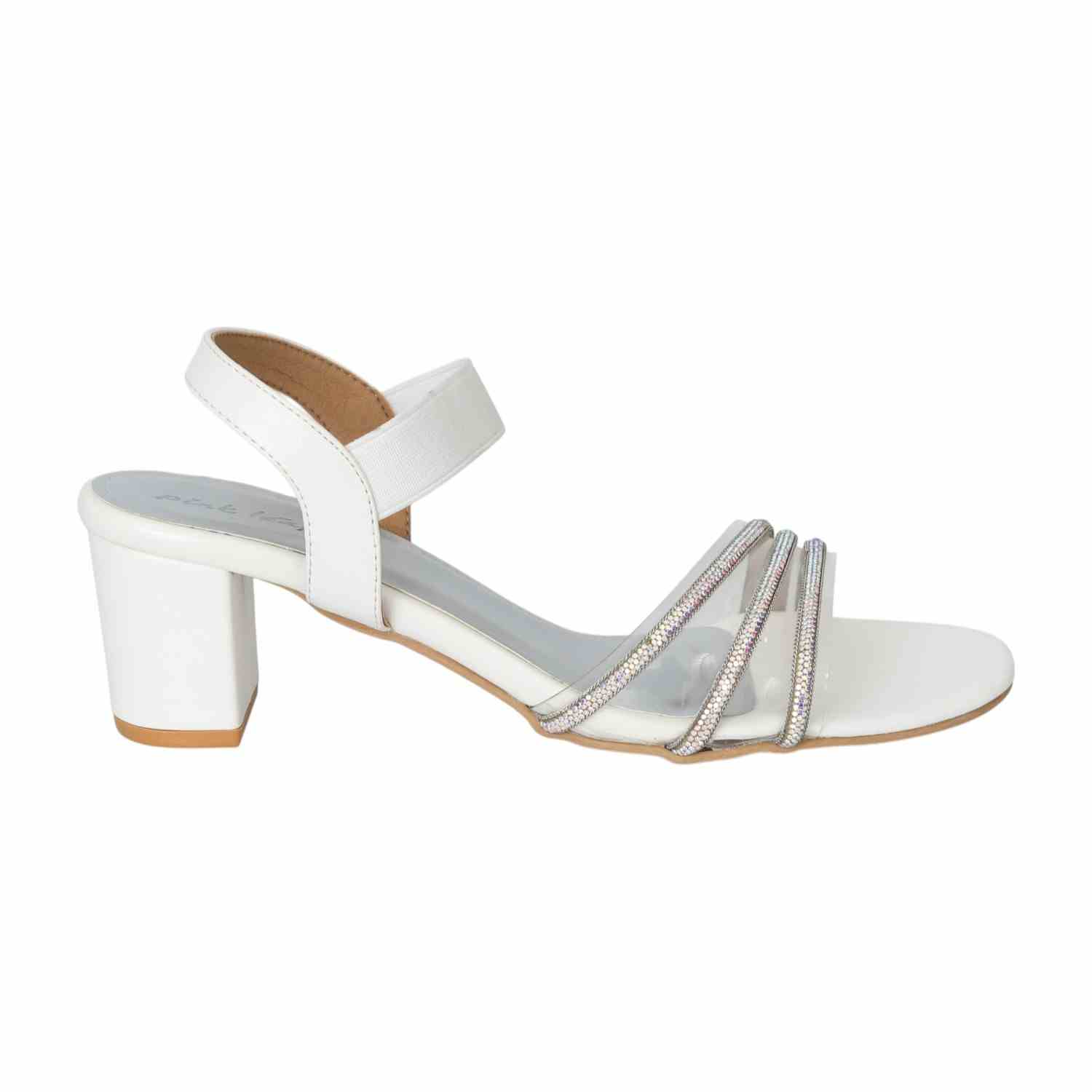 Women's Crystal Grace White Heel Sandals