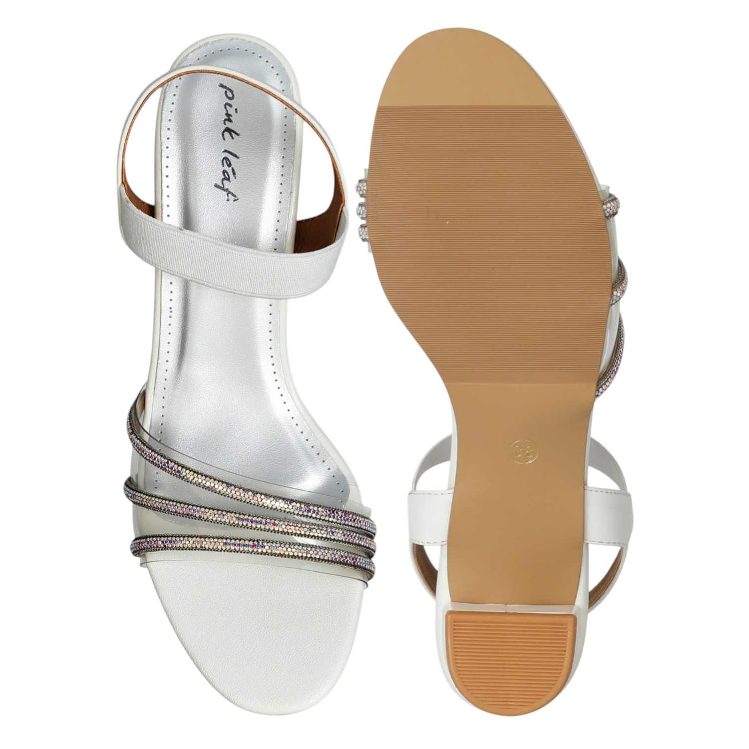 Women's Crystal Grace White Heel Sandals