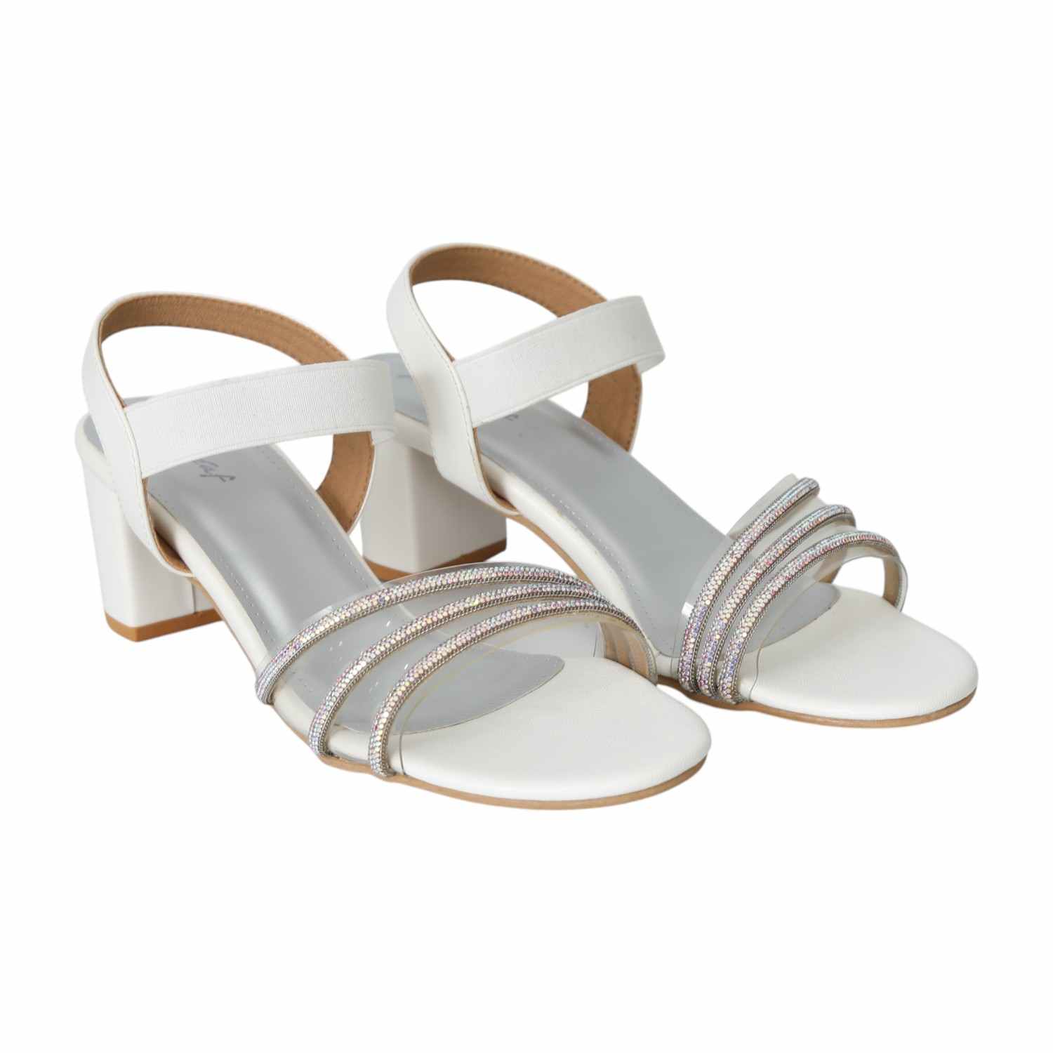 Women's Crystal Grace White Heel Sandals