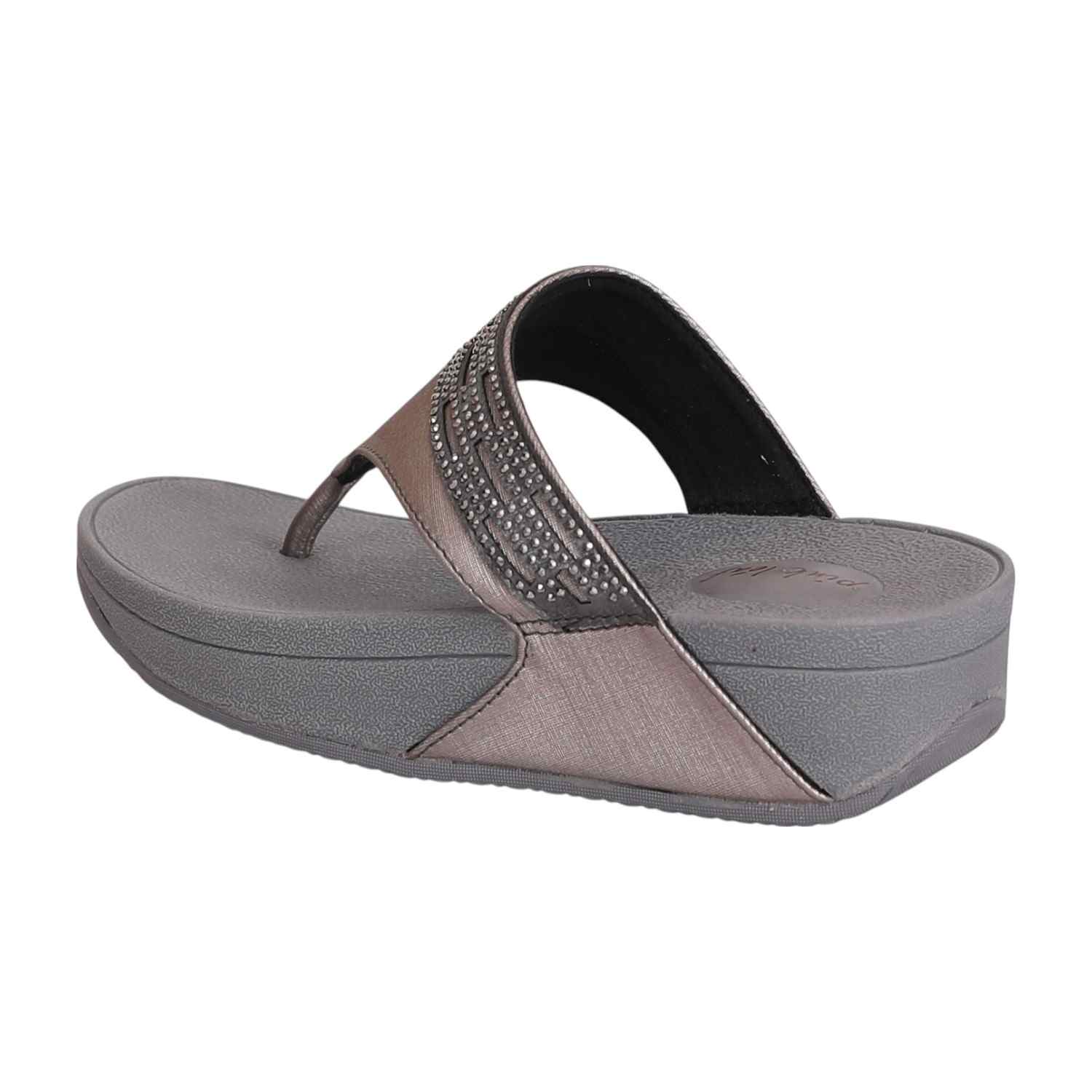 Women's Evening Grey Wedge Thong Sandal