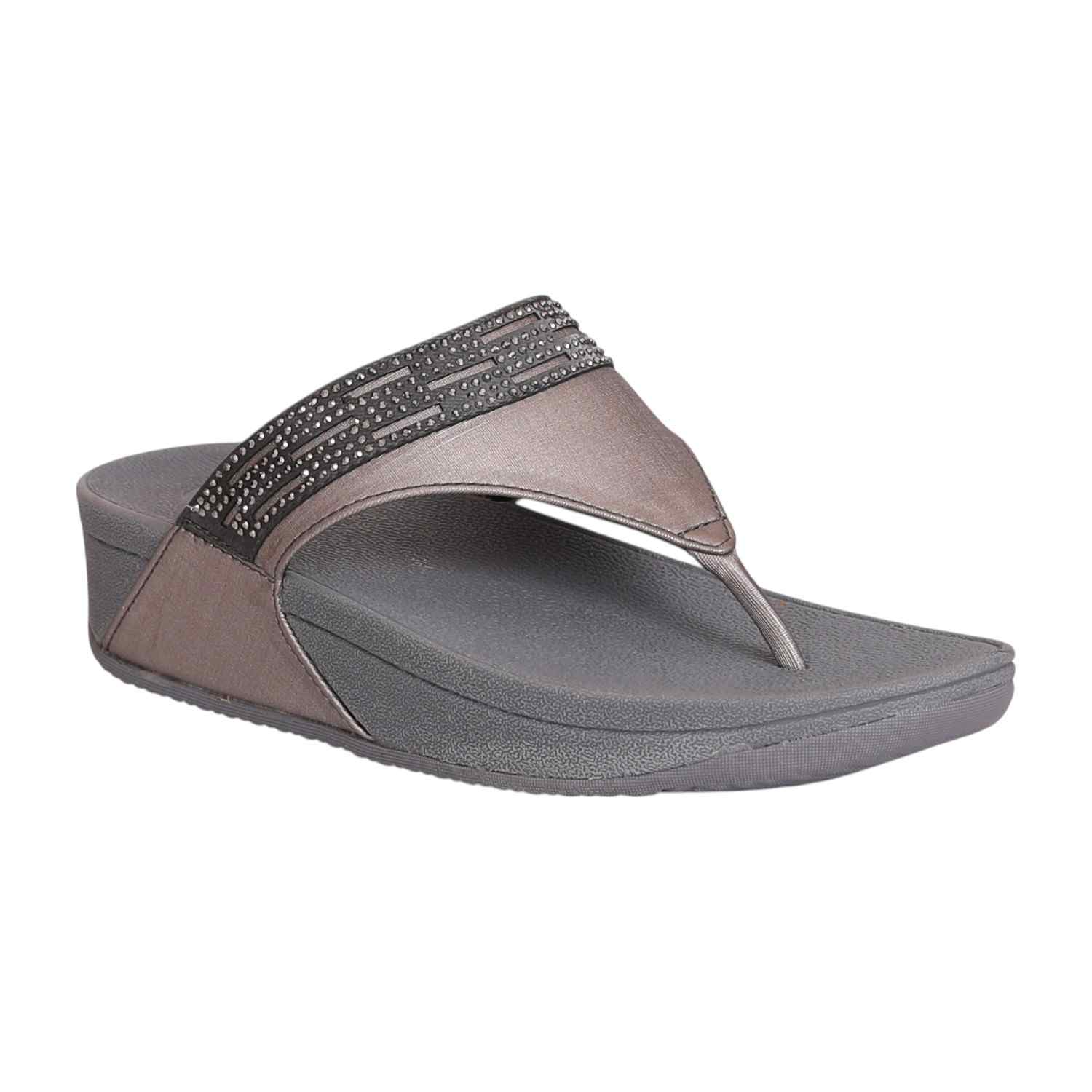 Women's Evening Grey Wedge Thong Sandal
