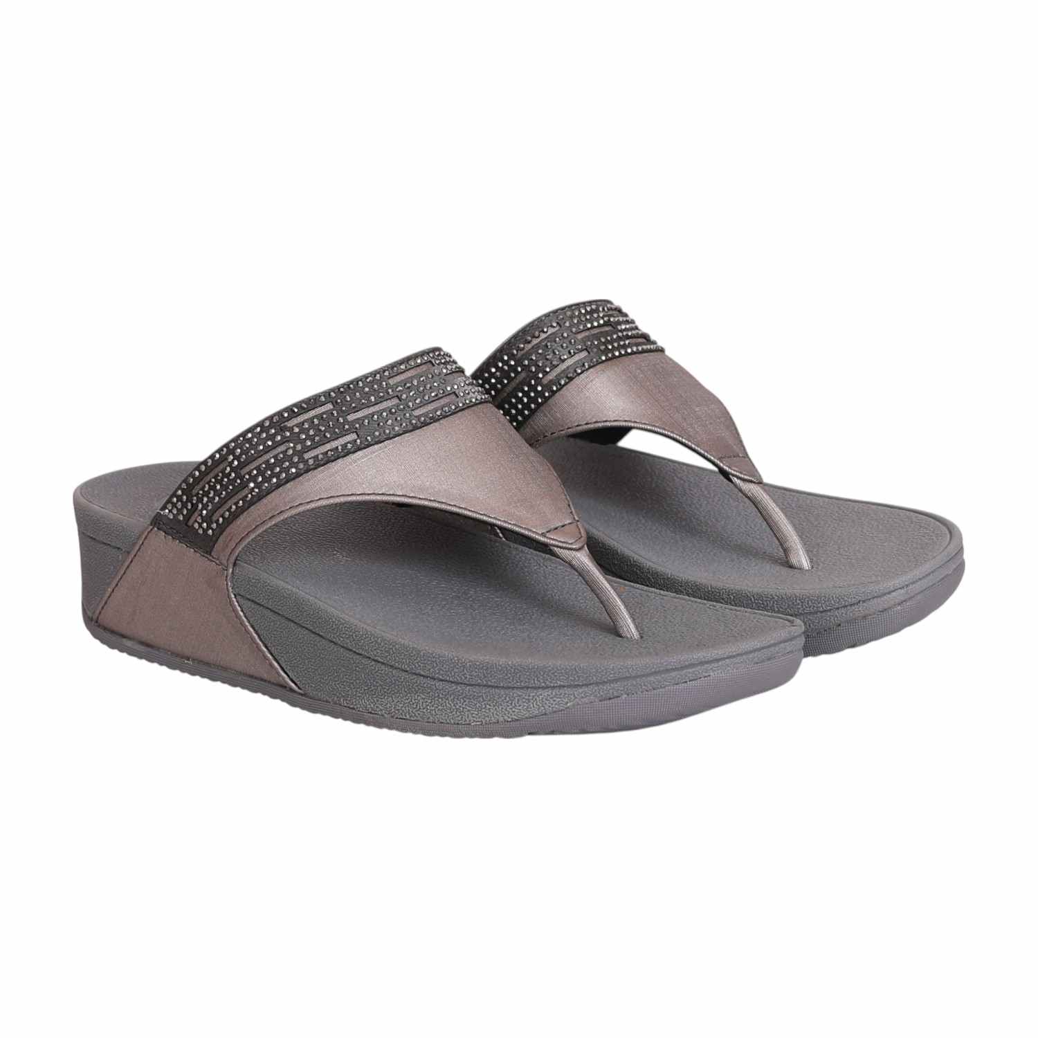 Women's Evening Grey Wedge Thong Sandal