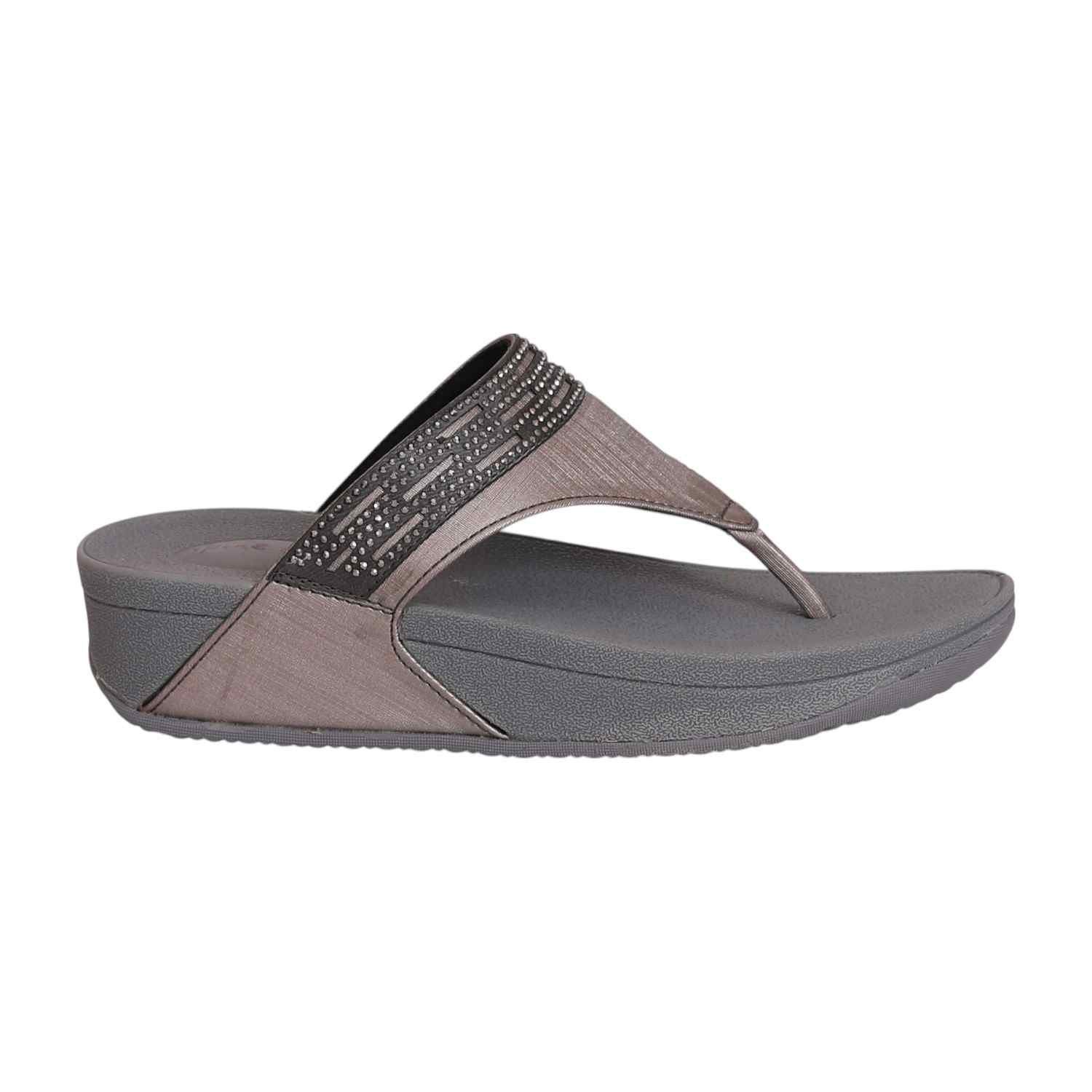 Women's Evening Grey Wedge Thong Sandal