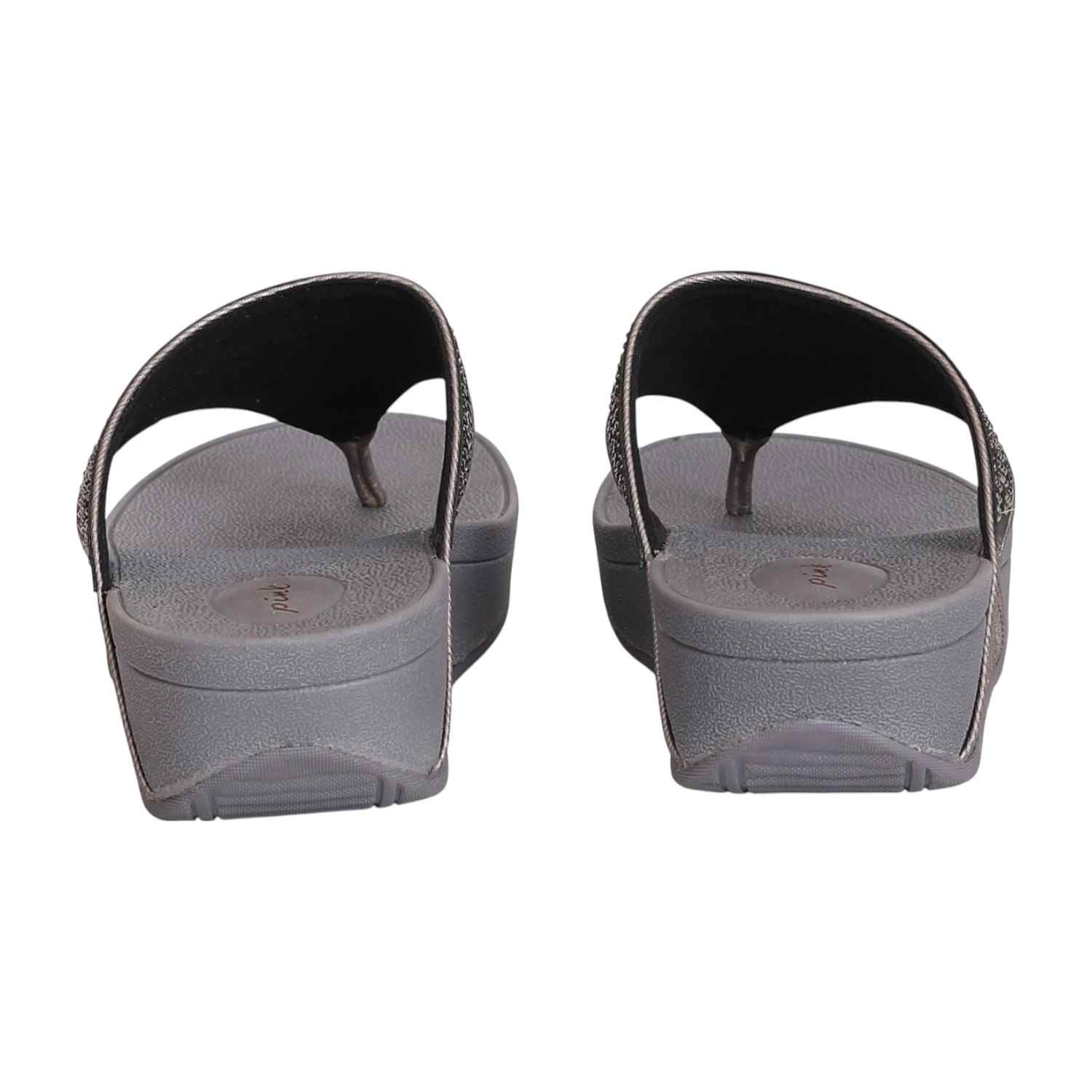 Women's Evening Grey Wedge Thong Sandal