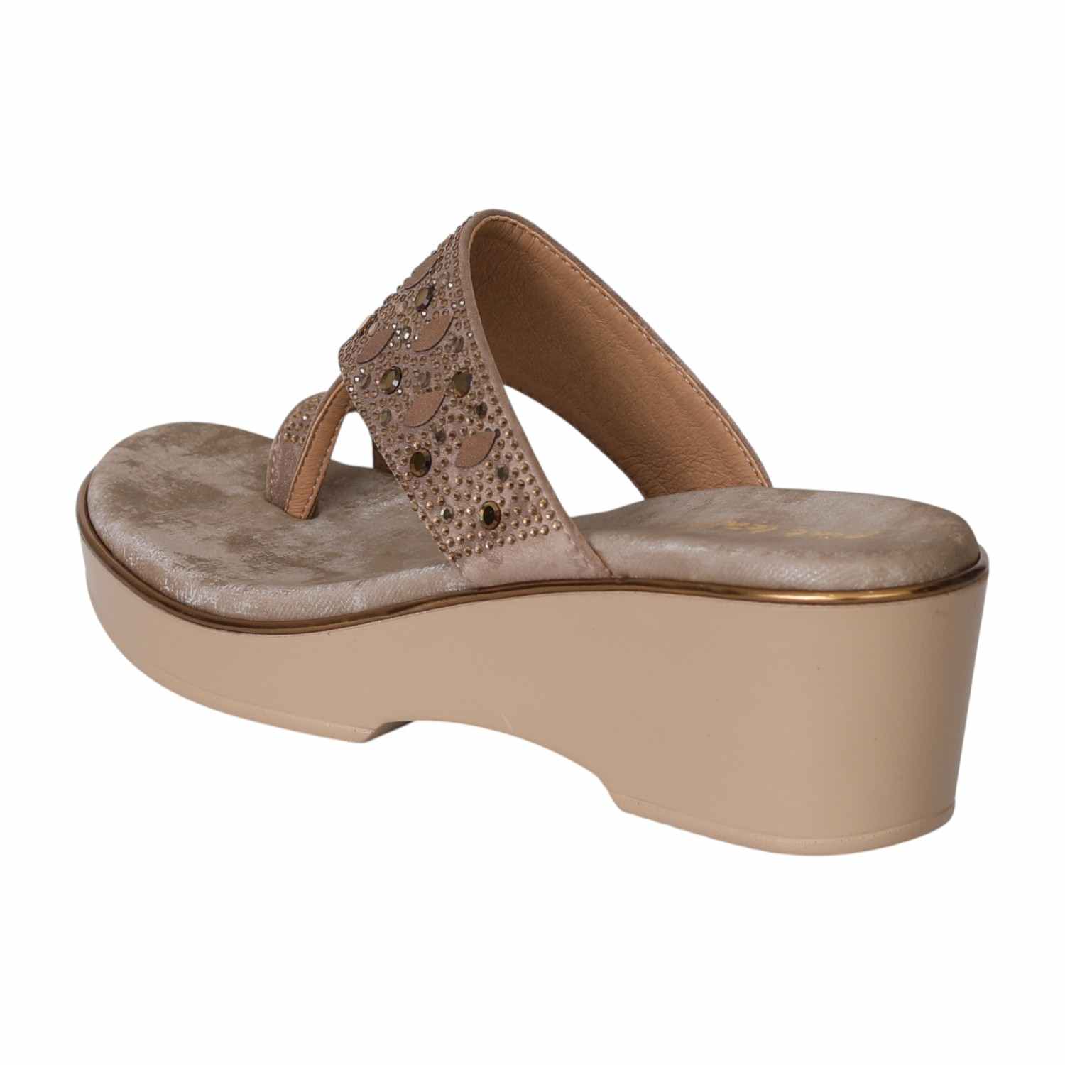 Taupe Gleam Wedge Thongs for Women