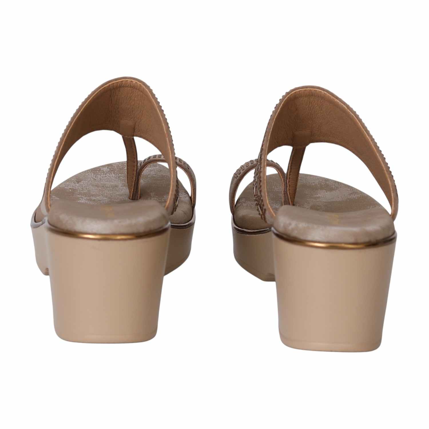 Taupe Gleam Wedge Thongs for Women