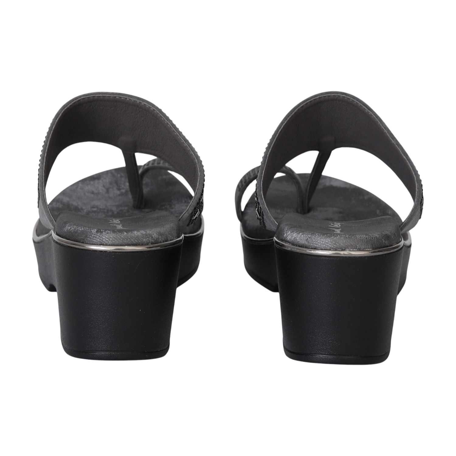 Dark Grey Gleam Wedge Thongs for Women