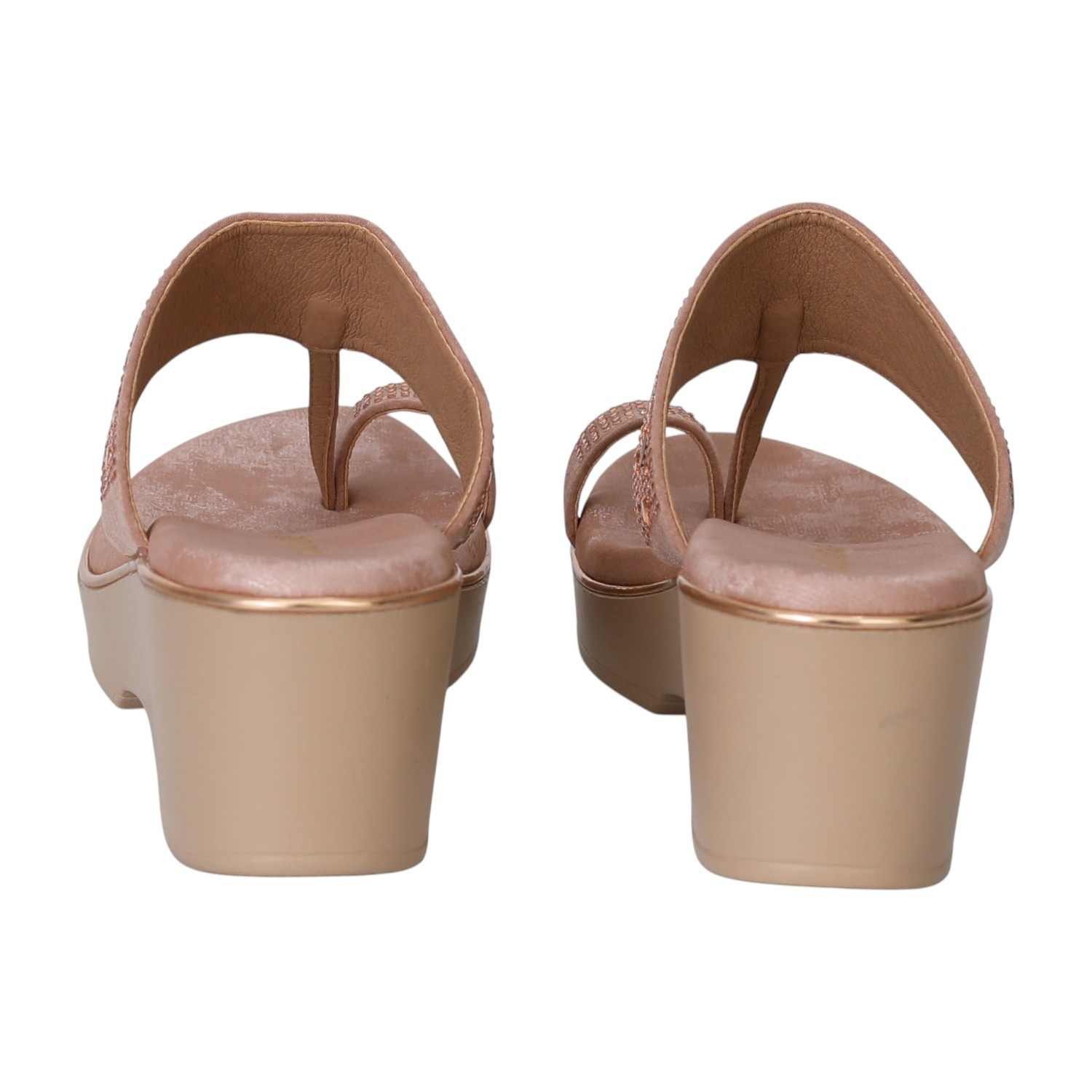 Peach Gleam Wedge Thongs for Women