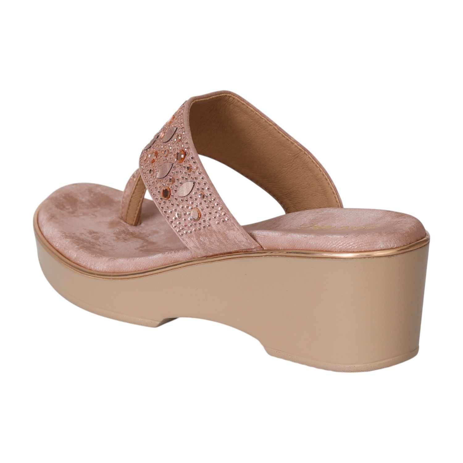 Peach Gleam Wedge Thongs for Women