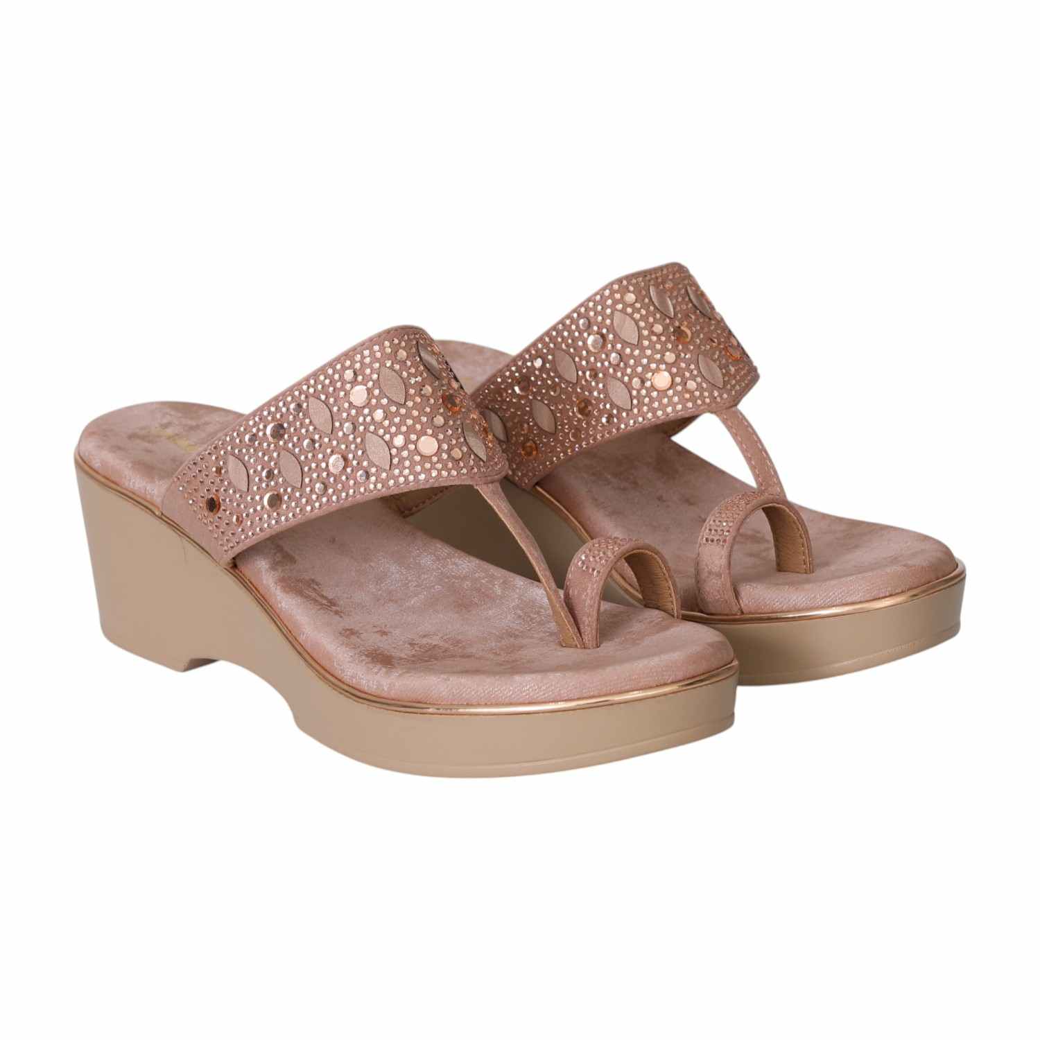 Peach Gleam Wedge Thongs for Women