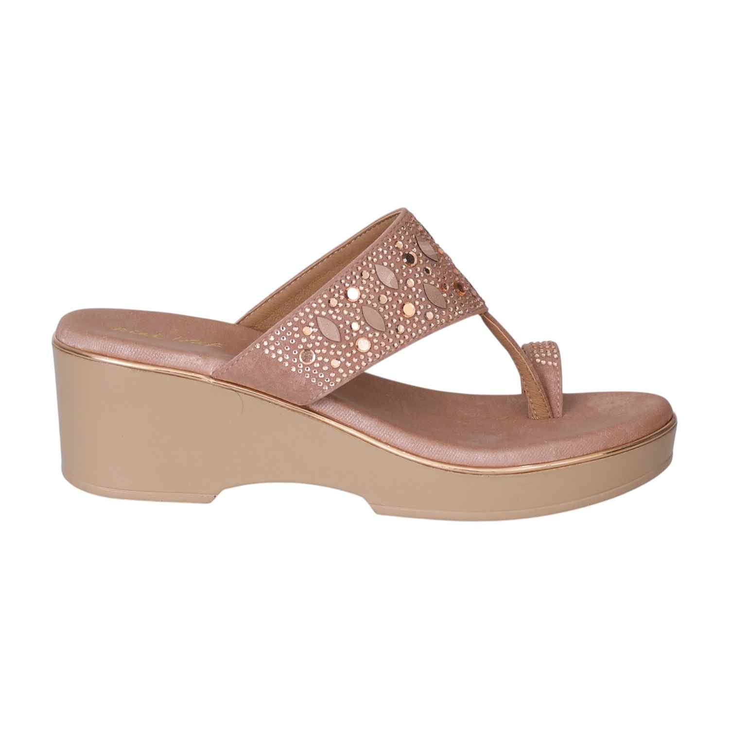 Peach Gleam Wedge Thongs for Women